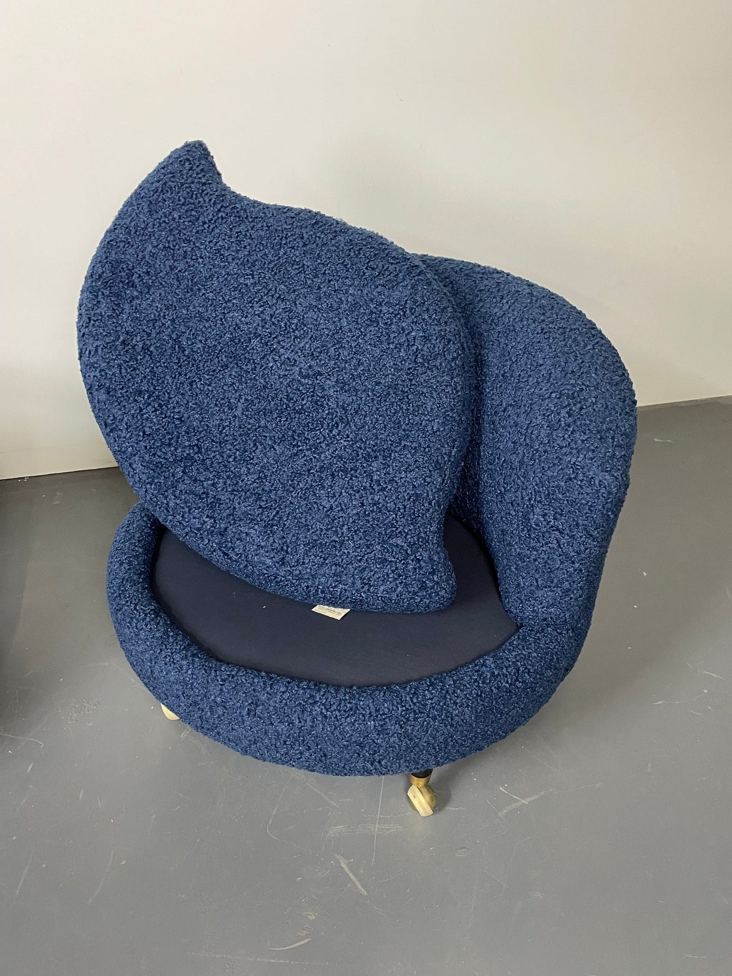 Pair of Mid-Century Rolling Swivel Lounge / Slipper Chairs, Baughman Style