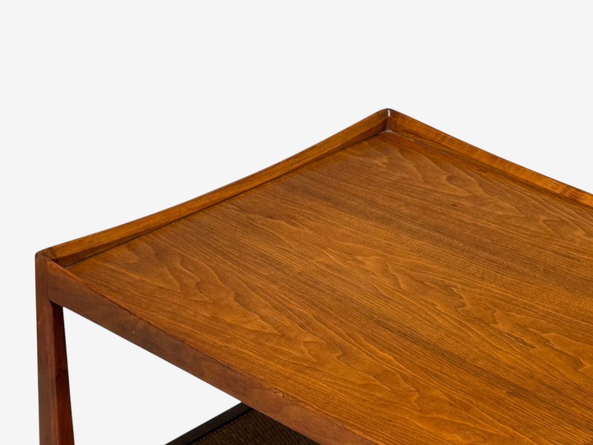 Heritage, American Modern, Walnut, Cane, End Tables, USA, 1960s