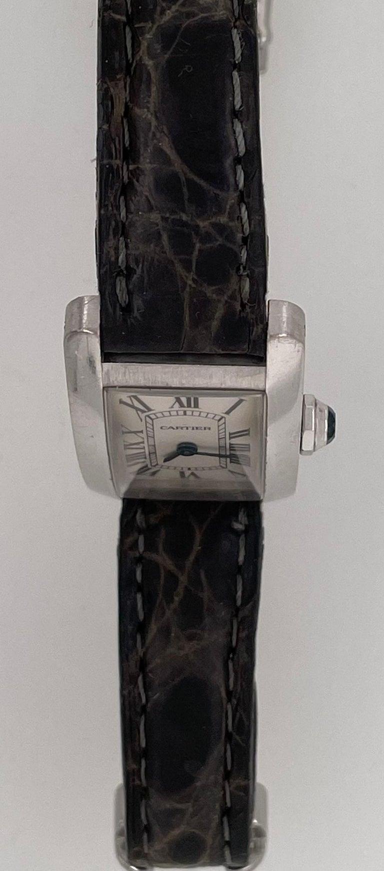 A Vintage Cartier Tank Allonge Wrist Watch, Alligator band