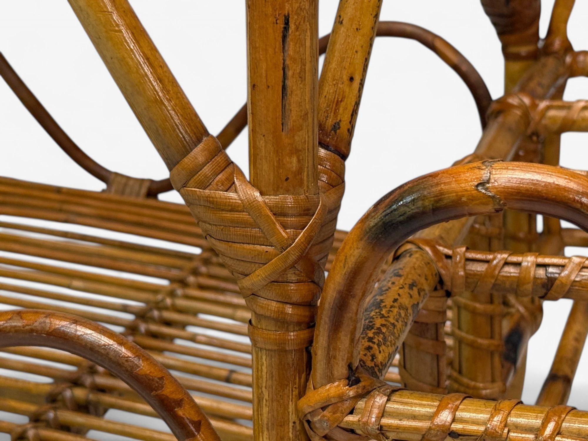 Italian Modern, Bamboo, Rattan, Metal, Bar Cart, Italy, 1960s