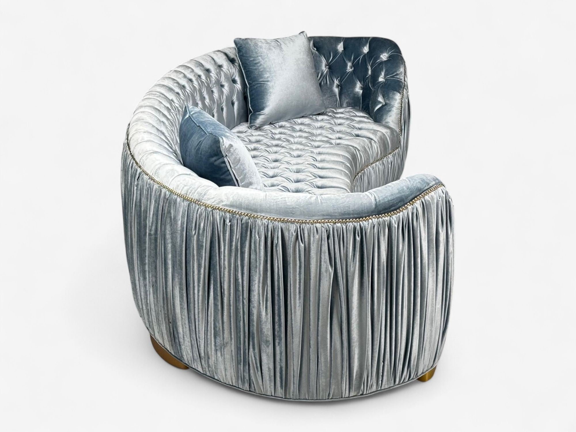 Emma Curved Sofas by Haute House for Neiman Marcus, Baby Blue Velvet