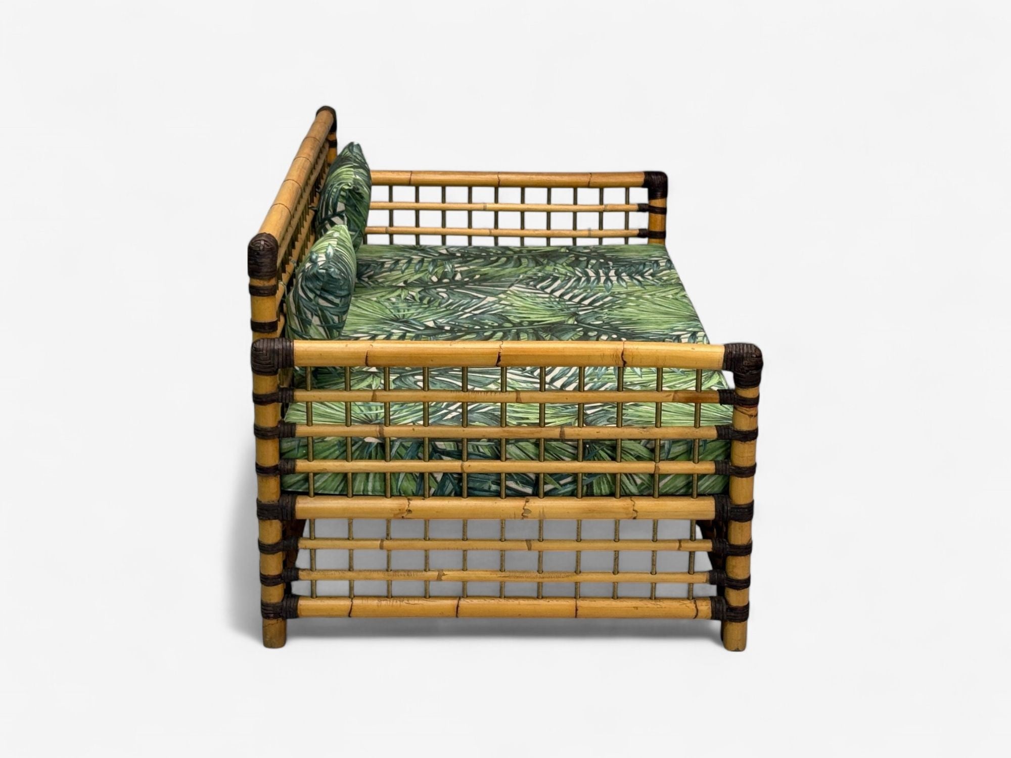 Studio Smania, Italian Modern, Bamboo, Cane, Fabric, Sofa, Italy, 1970s