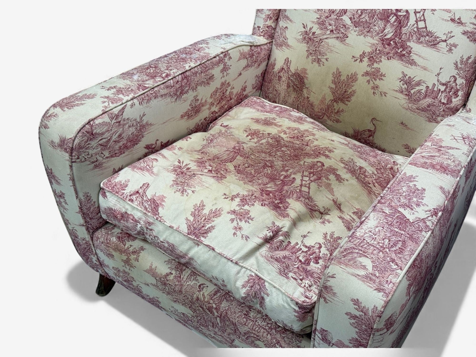 Italian Modern, Ashwood, Fabric, Large Wingback Chairs, Italy, 1950s