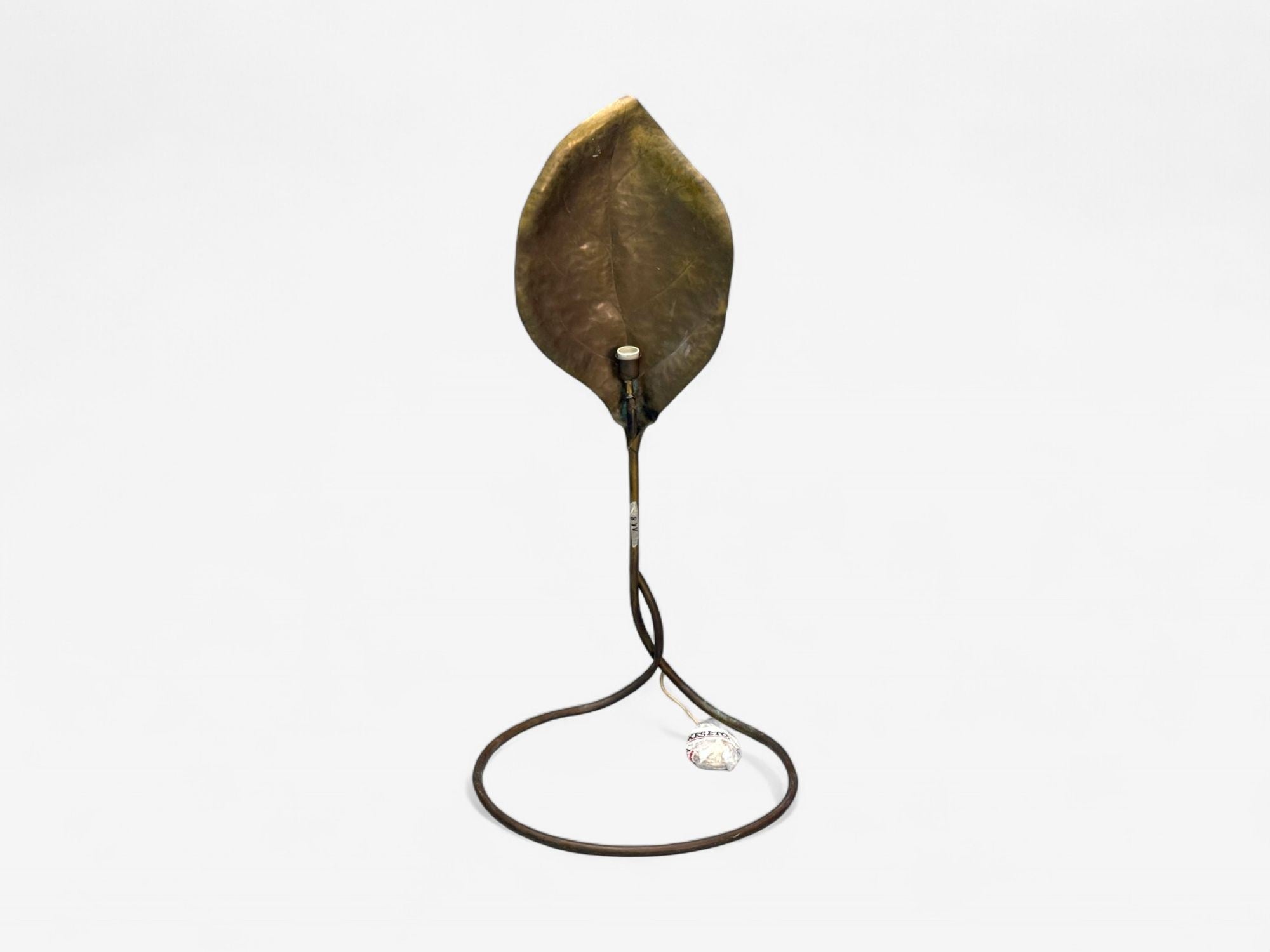 Tomasso Barbi, Patinated Brass, Ginko Leaf Floor Lamp, Italy, 1970s