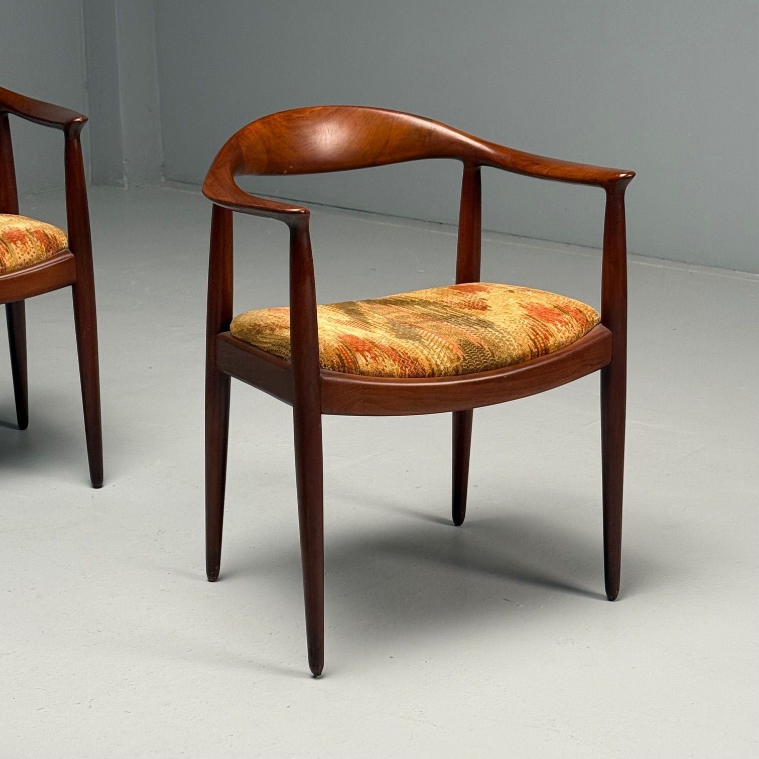 Hans Wegner Style, Danish Mid-Century Modern, Four Dining Arm Chairs, 1950s