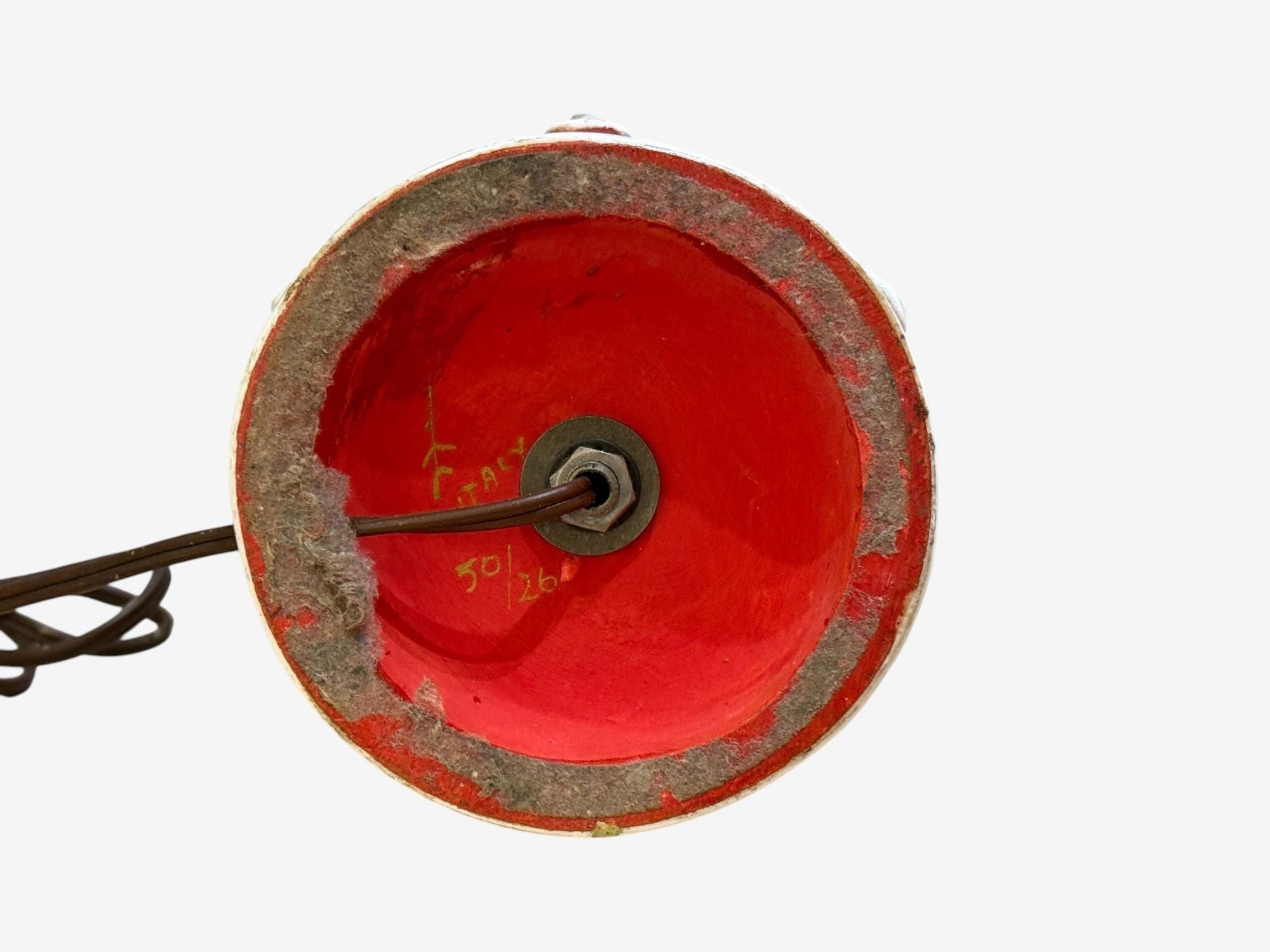 Italian Modern, Red Ceramic, Table Lamp, Italy, 1950s