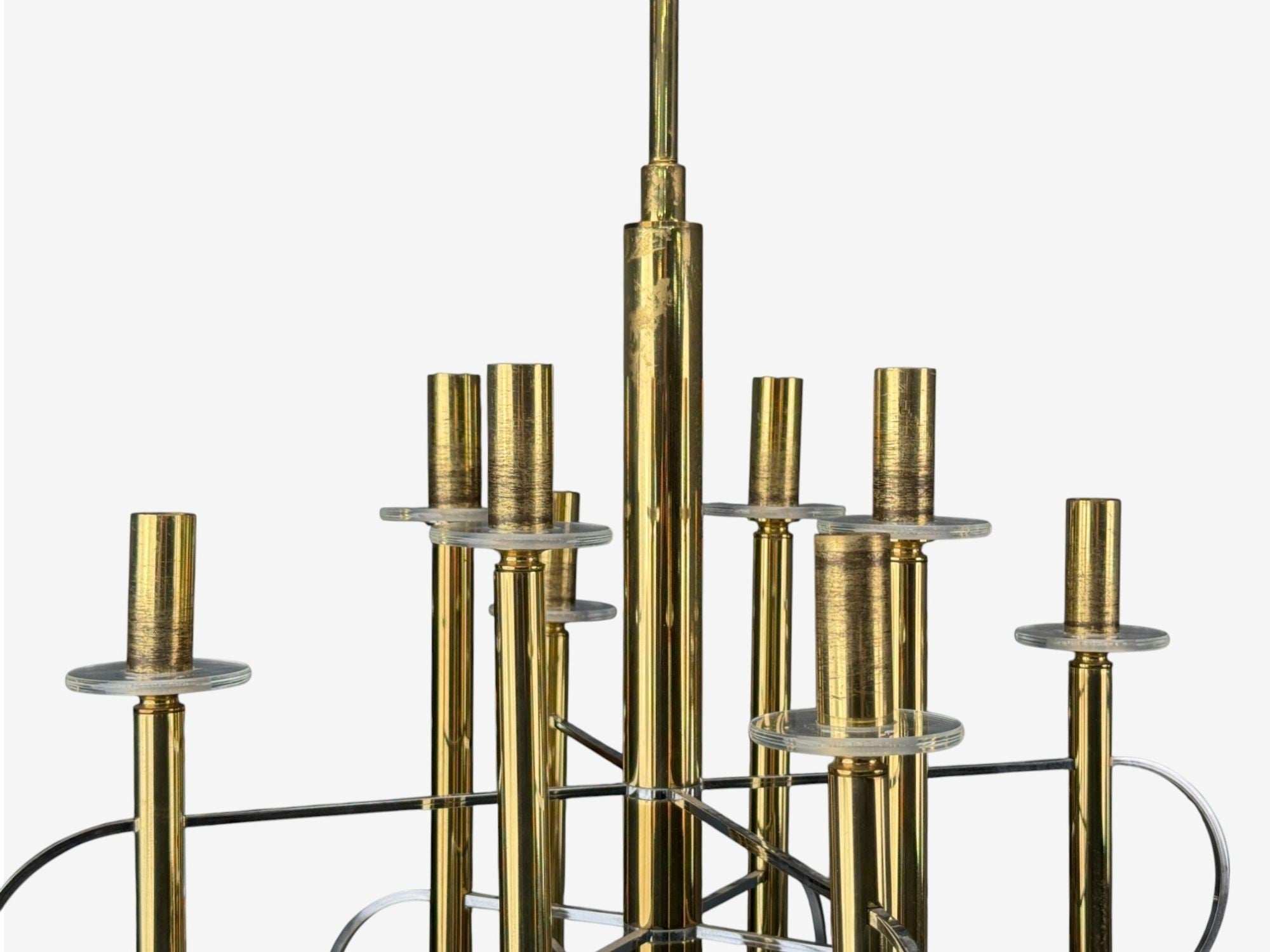 Gaetano Sciolari, Brass, Metal, Glass, Pendant Lights, Italy, 1970s