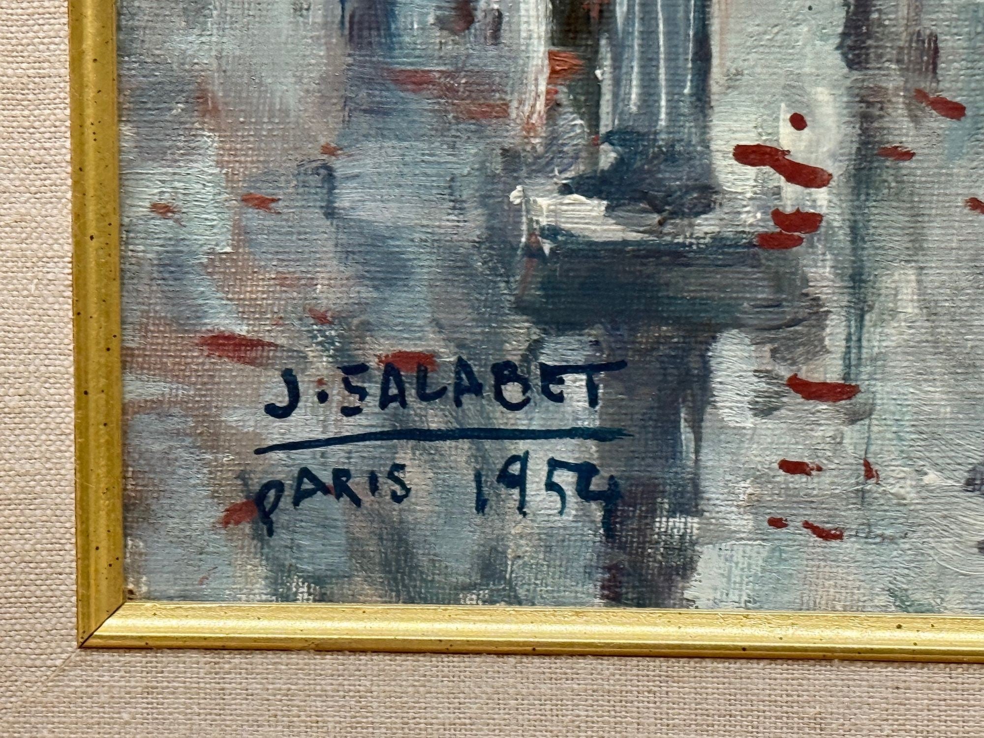 Jean Salabet, Impressionism, Paris Street Scene, Oil on Canvas, France, 1954