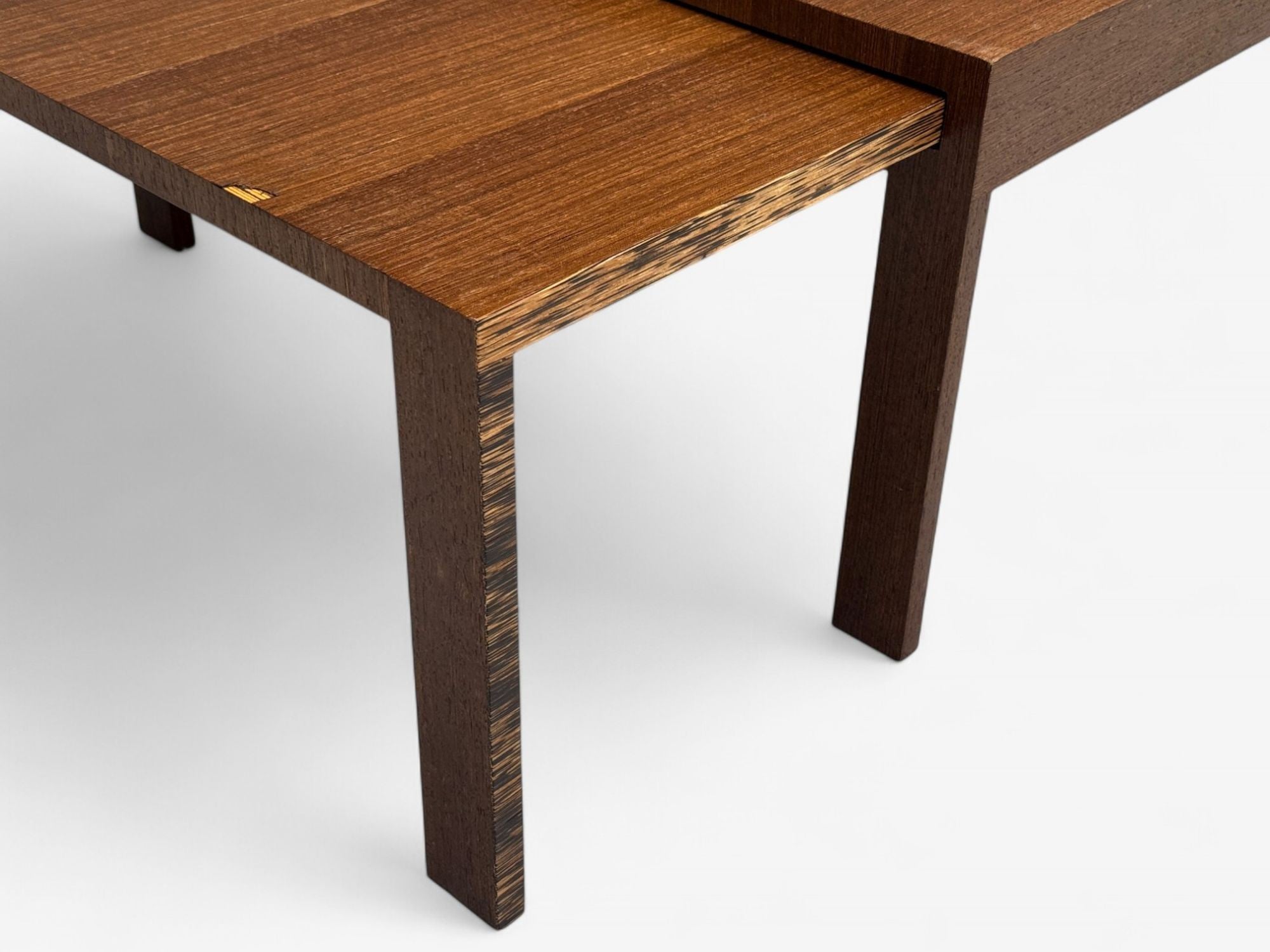 French Art Deco, Wood, Palm Veneer, Expandable Coffee Table, France, 1960s