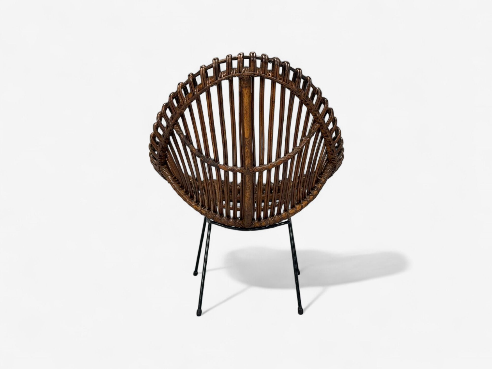 Italian Modern, Metal, Bamboo, Rattan, Lounge Chairs, Italy, 1950s