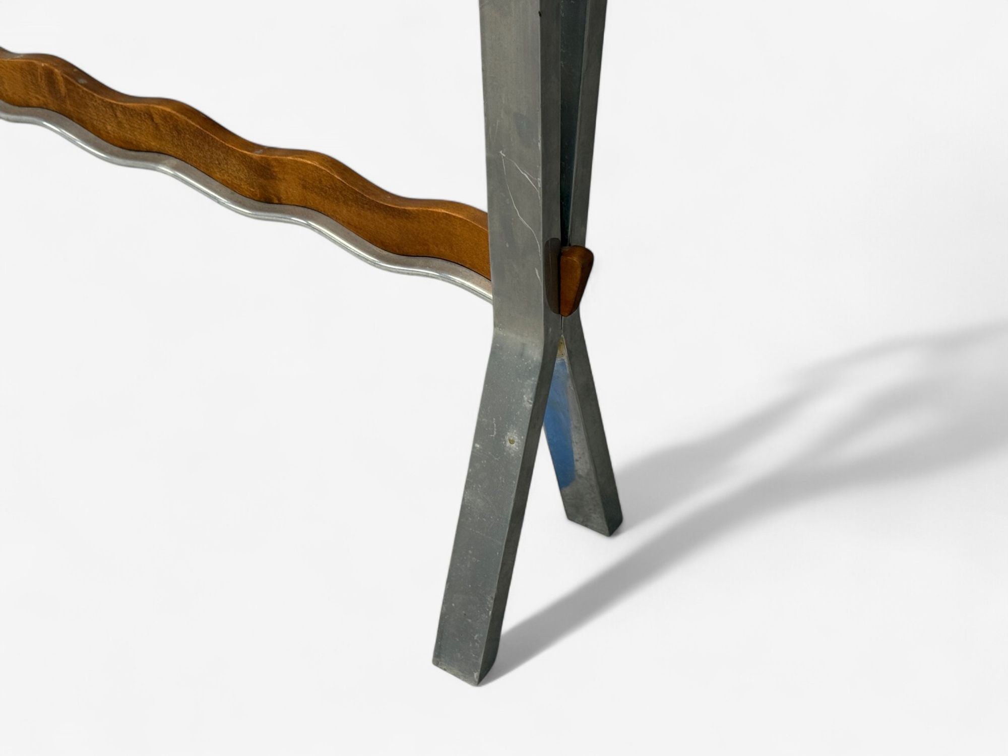 Italian Modern, Painted Glass, Ash Wood, Metal, Console Table, Italy, 1960s