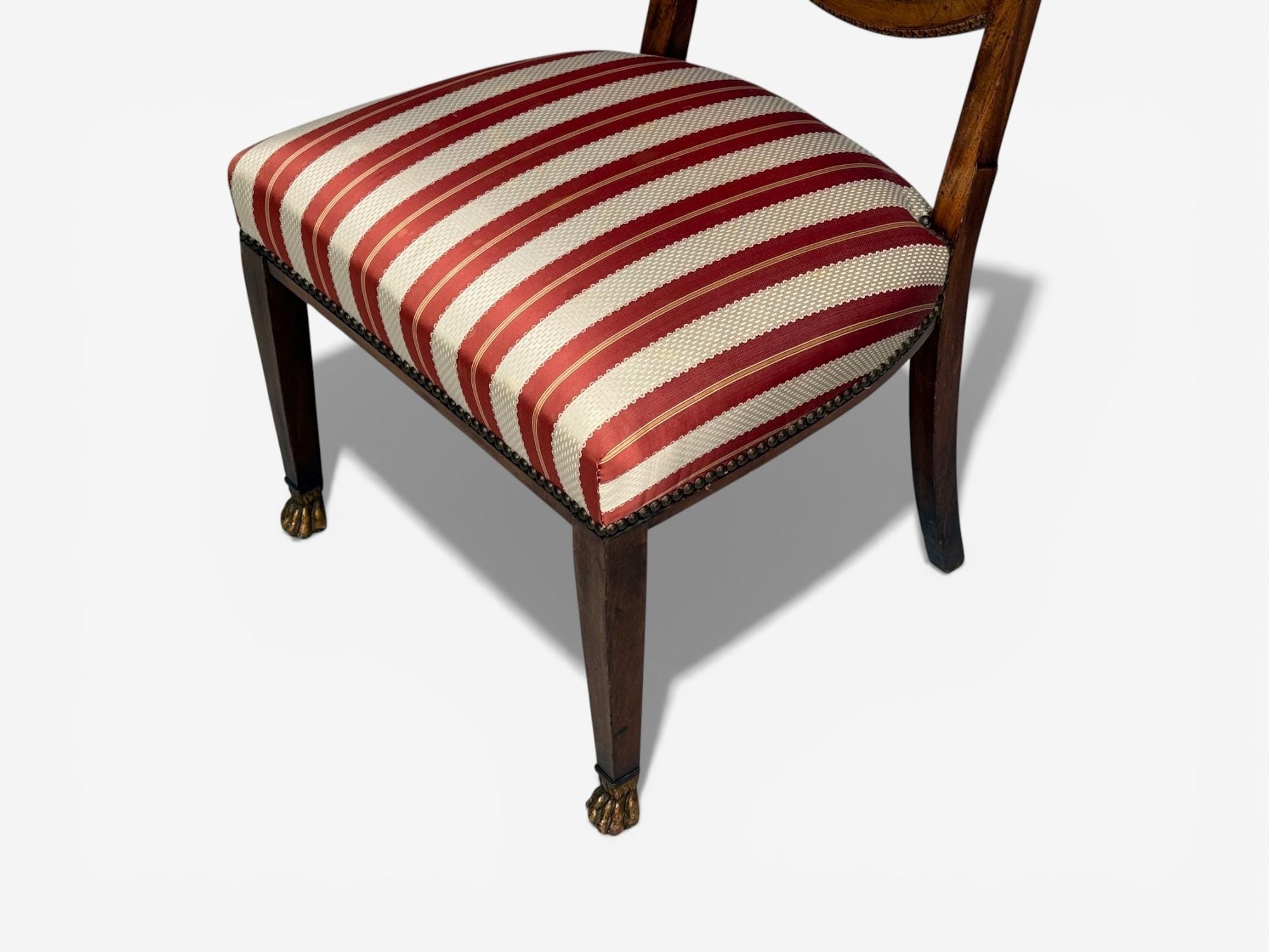 Neoclassical Style, Occasional Chairs, Carved Wood, Silk, England, 19th c.
