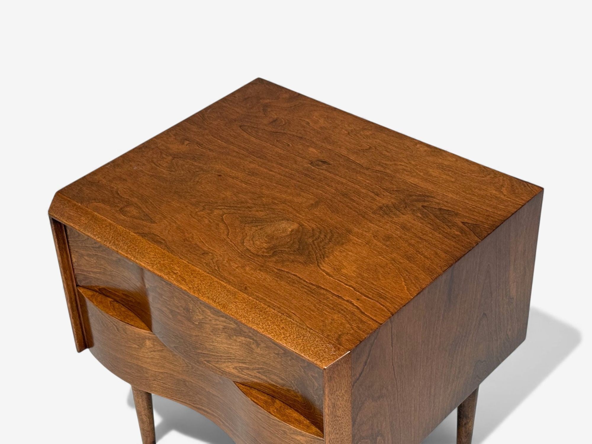 Edmond J Spence, Swedish Modern, Maple, Rare Wave Nightstands, 1950s