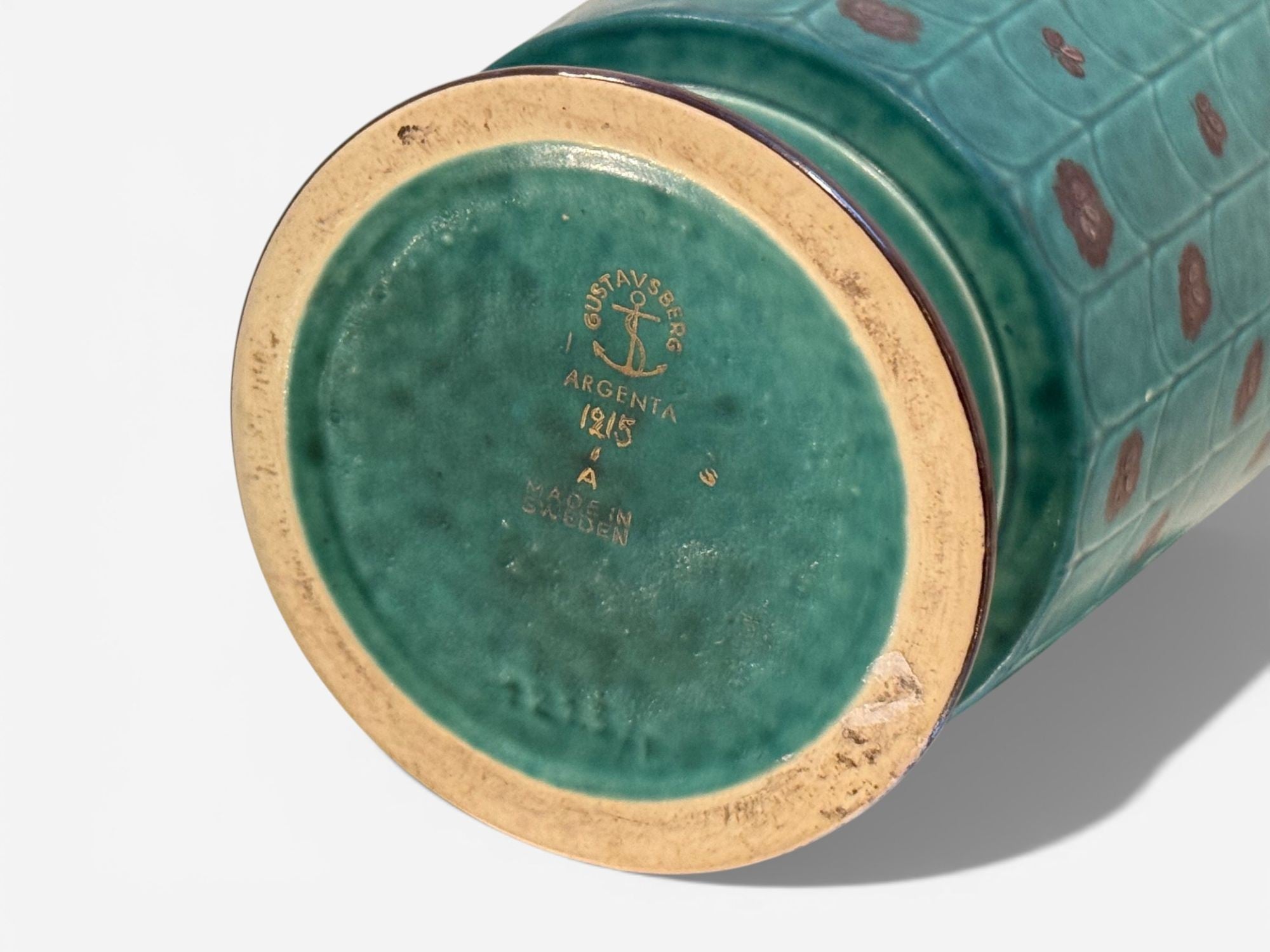 Wilhelm Kage, Green Ceramic, Argenta Vase, Sweden, 1930s