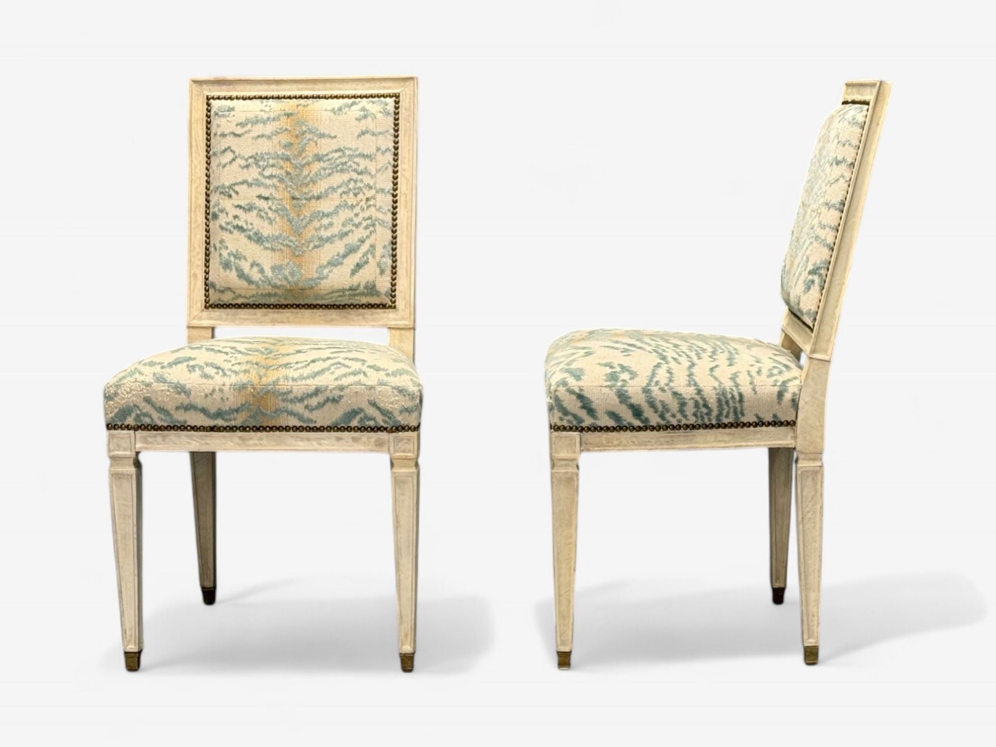 Jean-Michel Frank, Louis XVI Style, Six Dining Chairs, Parchment, France, 1930s