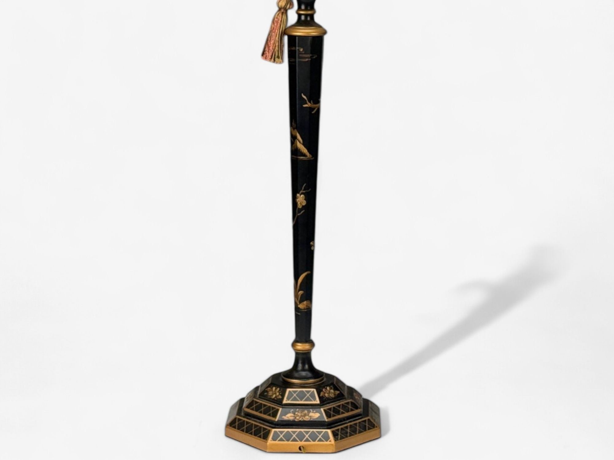Chinoiserie, Painted Wood, Gilt, Ebonized Table Lamps, USA, 1970s