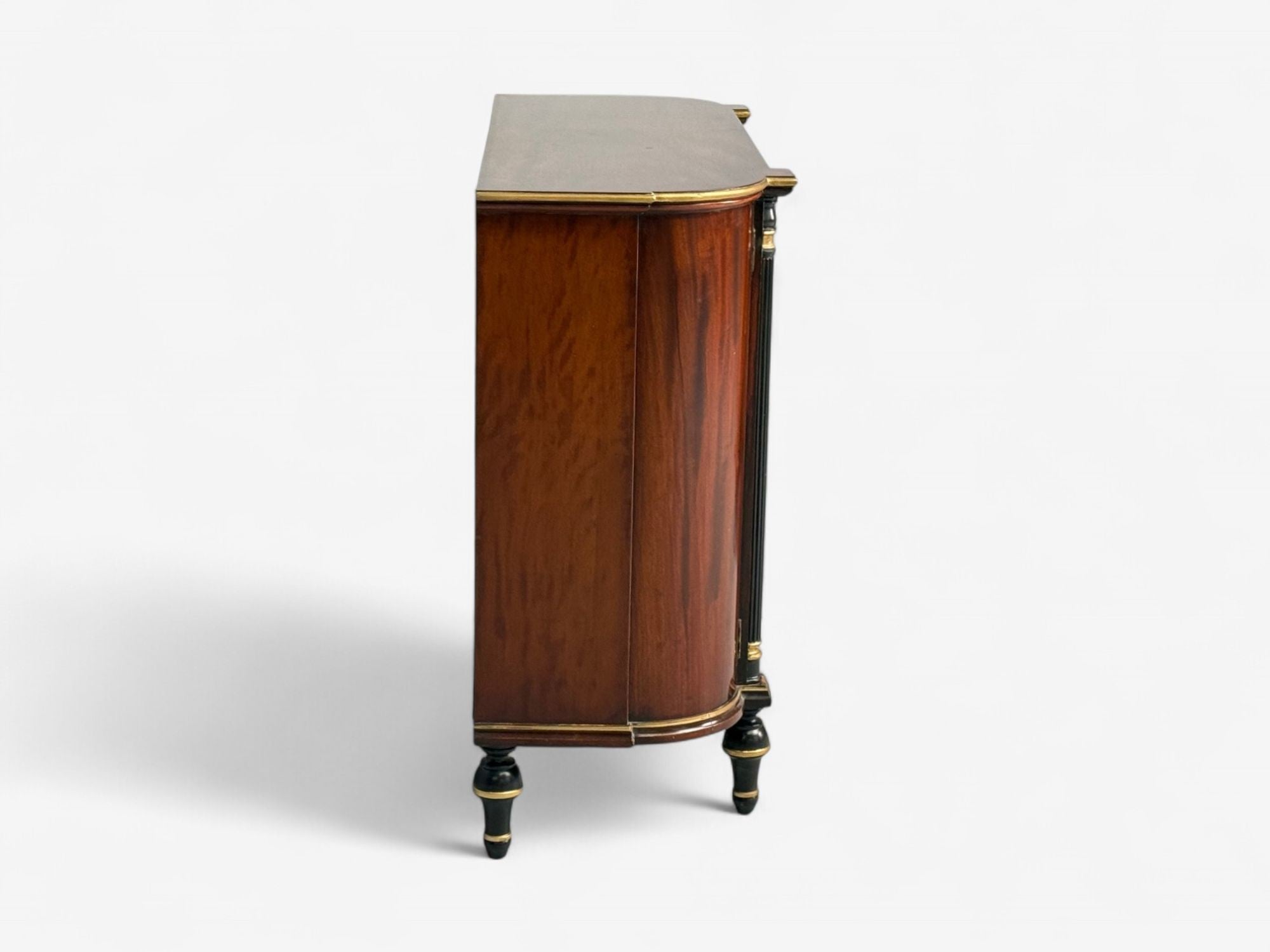 Maison Jansen Style, Console Table Cabinets, Flame Mahogany, Eglomise Glass