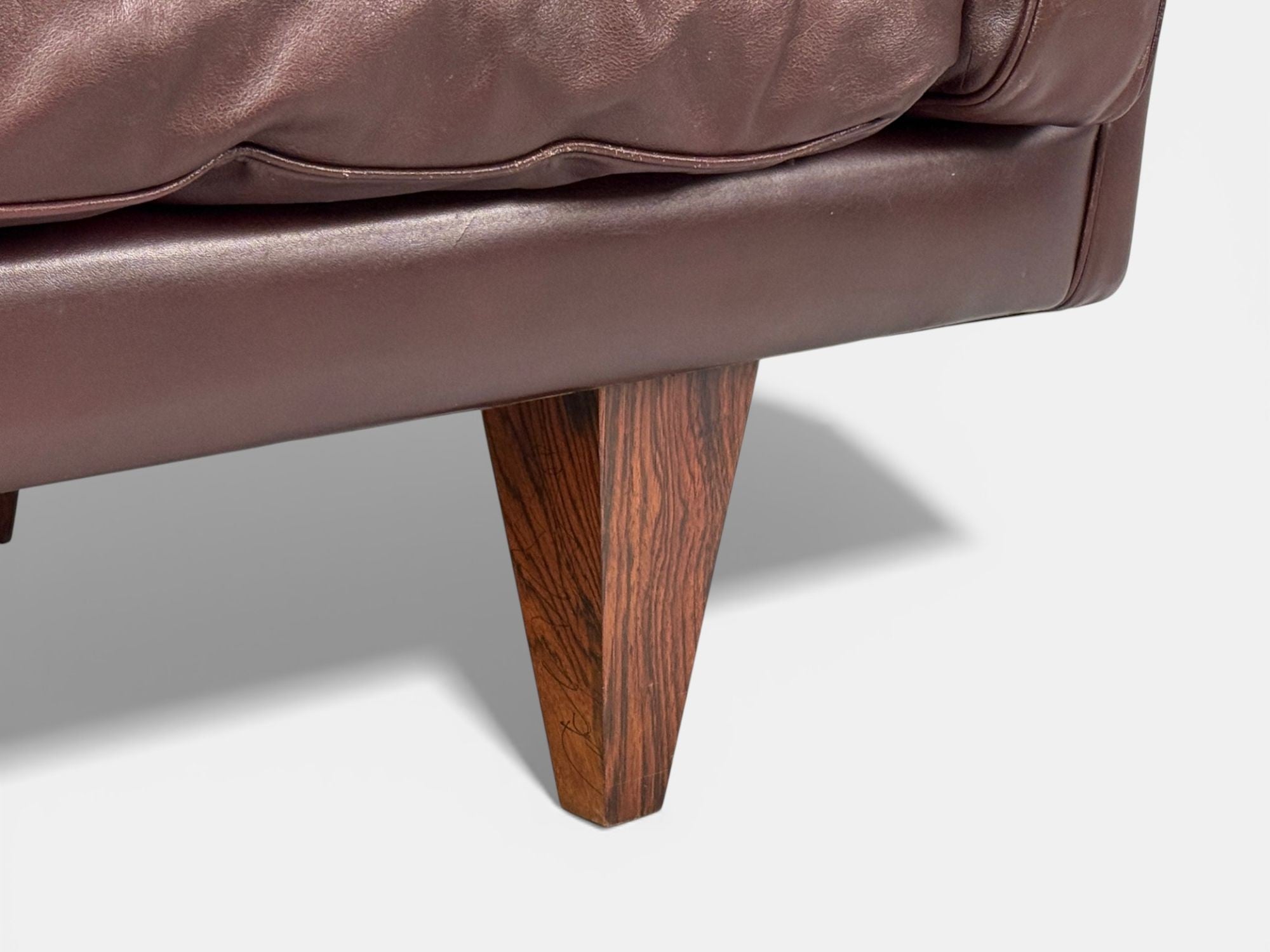 Illum Wikkelsø, Settee, Brown Leather, Rosewood, Denmark, 1960s