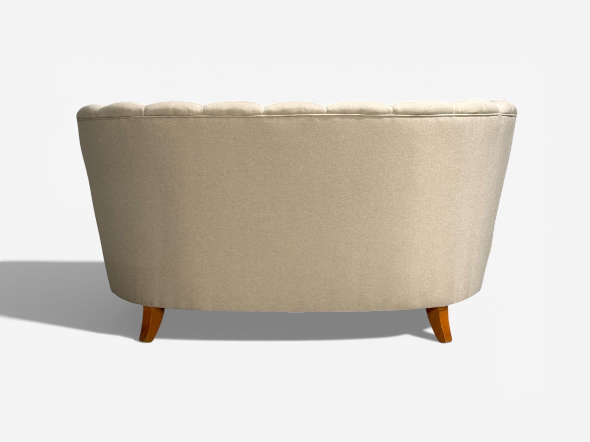 Carl-Johan Boman, Settee, Beige Linen, Wood, Finland, 1950s