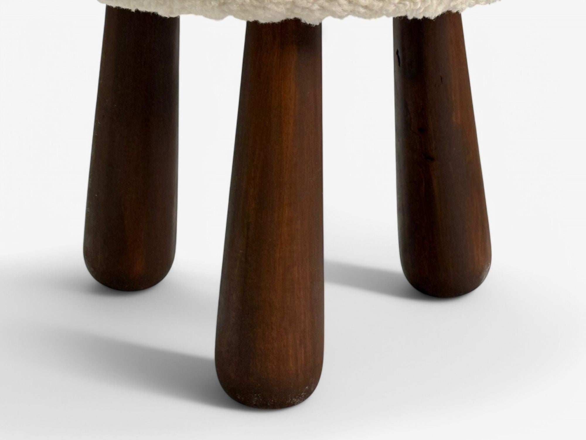 Contemporary, Danish Modern, Sheepskin Stools, Beige Sheepskin, Maple, 21st C.