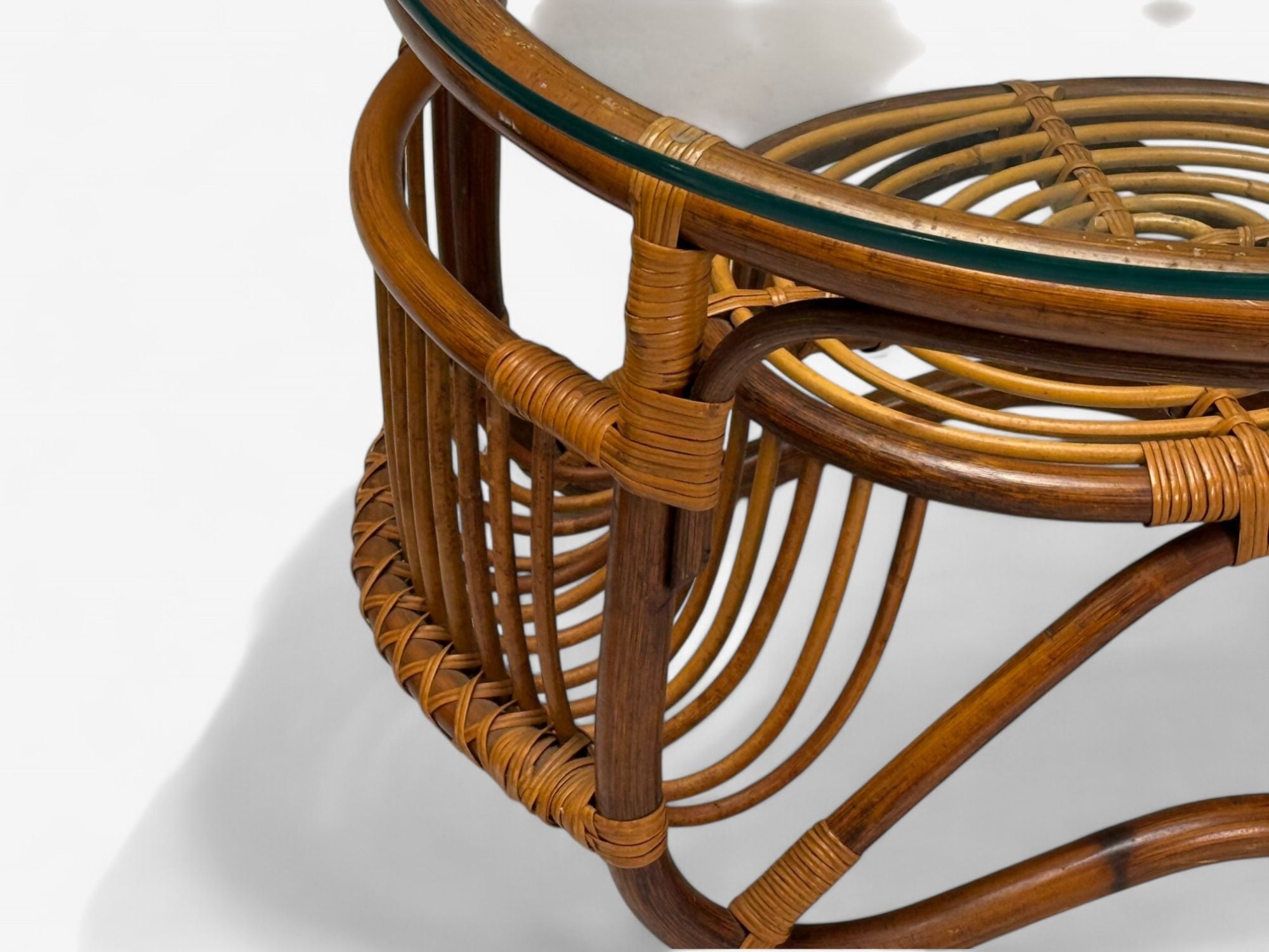 Franco Albini Style, Italian Mid-Century Modern, Side Tables, Bamboo, Rattan