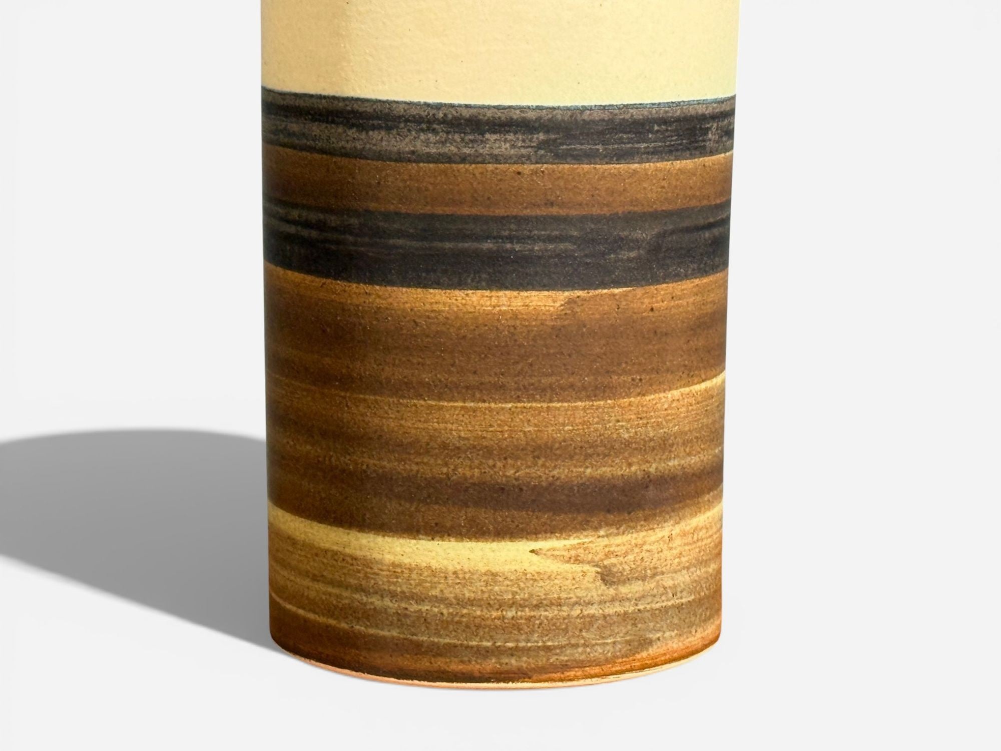 Eriksen Keramik, Large Table Lamp, Beige Stoneware, Denmark, 1970s
