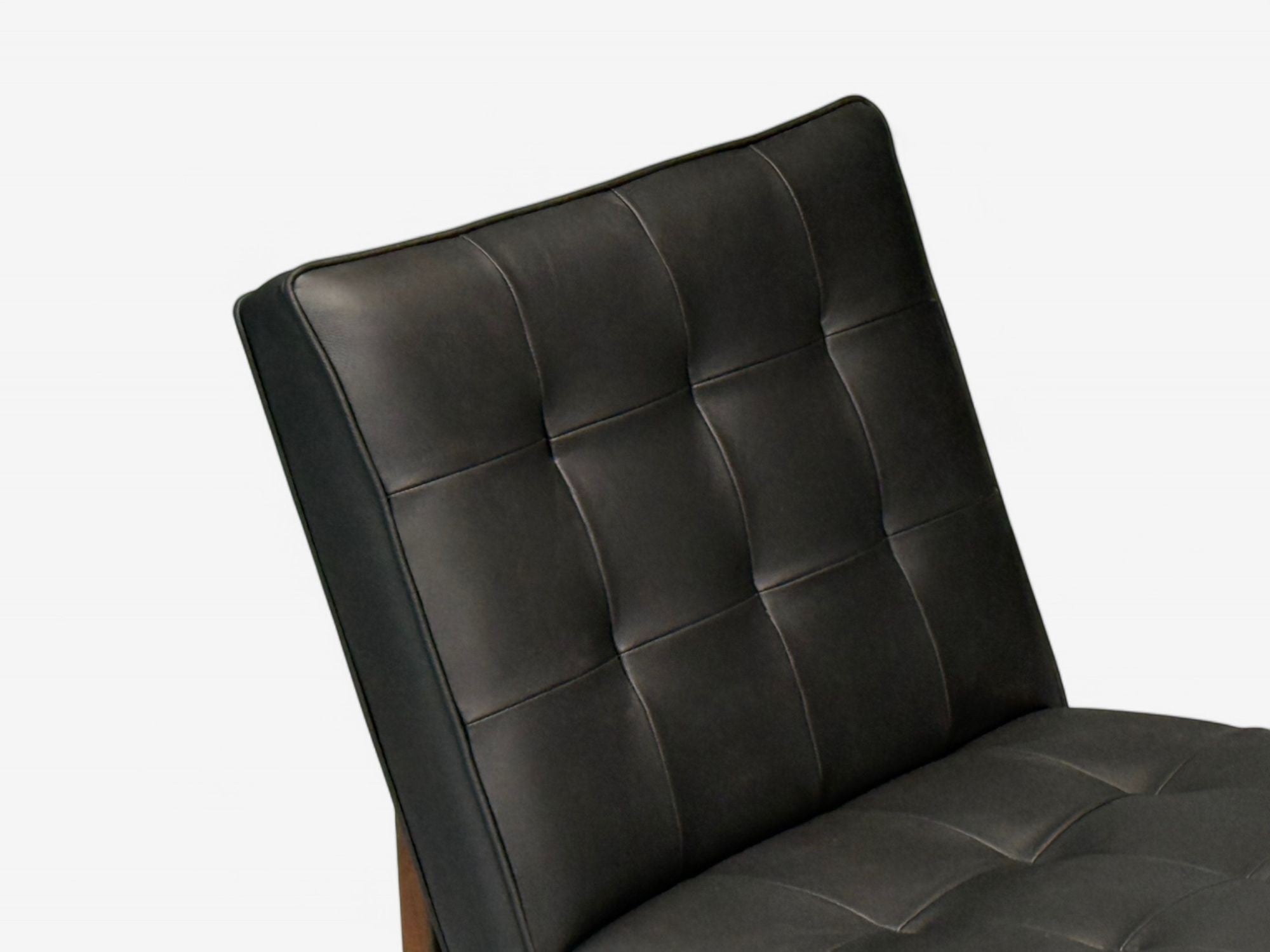 Thayer Coggin, Danish Modern Style, Tufted Black Leather, Lounge Chairs, 21st C.
