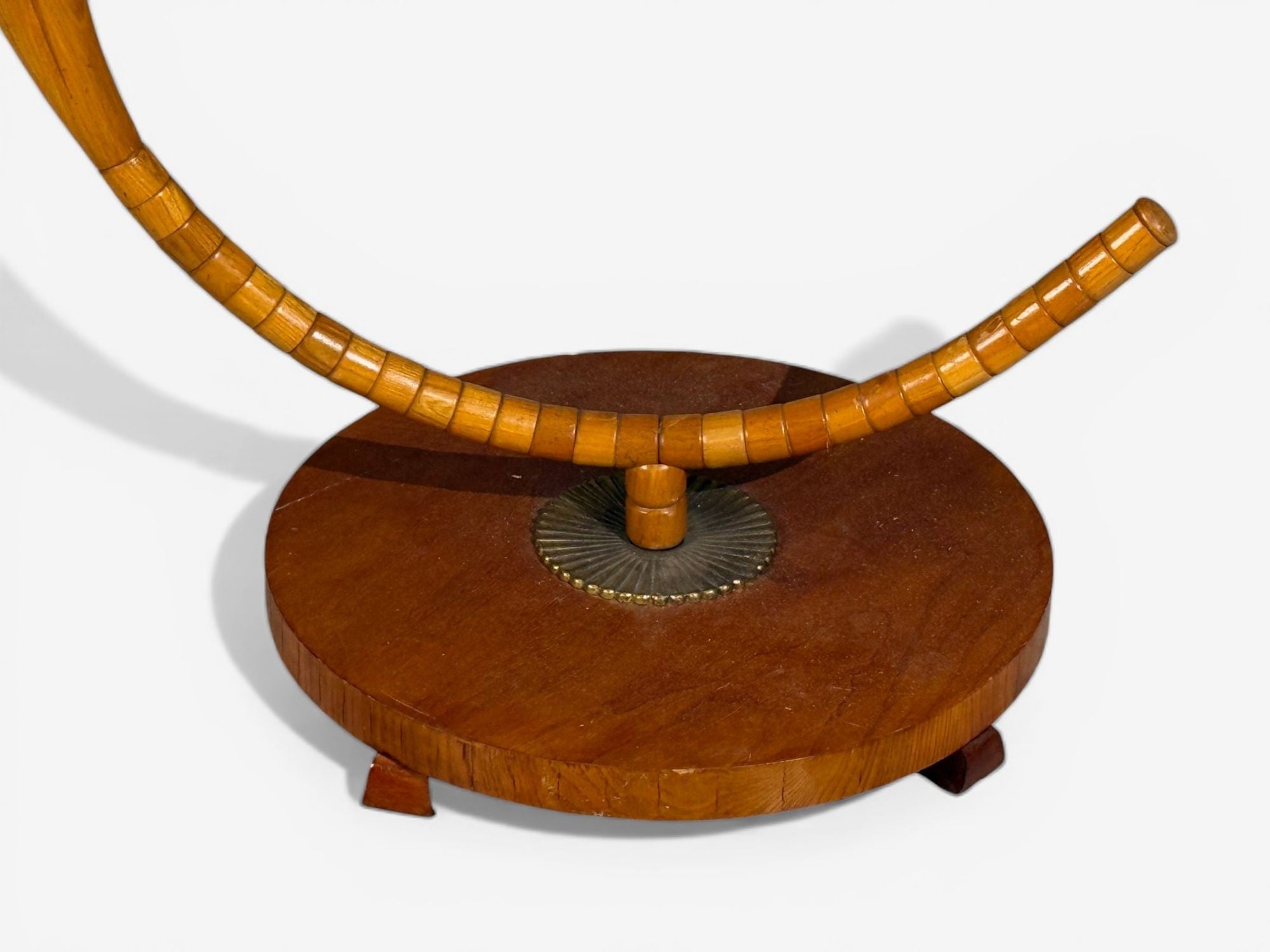 Swedish Modern, Floor Lamp with Shelf, Birch, Brass, Sweden, 1930s