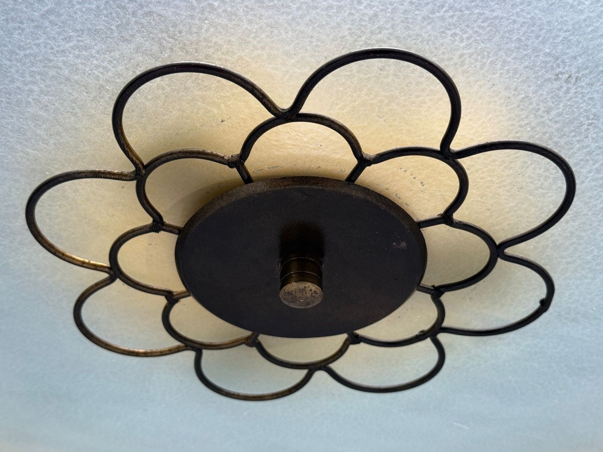 Swedish Modern, Pendant Light, Raw Glass, Wood, Sweden, 1940s