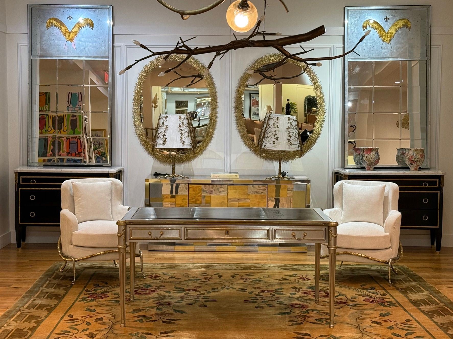 John Vesey, Louis XVI Style, Steel, Bronze, Rare Writing Desk, USA, 1960s