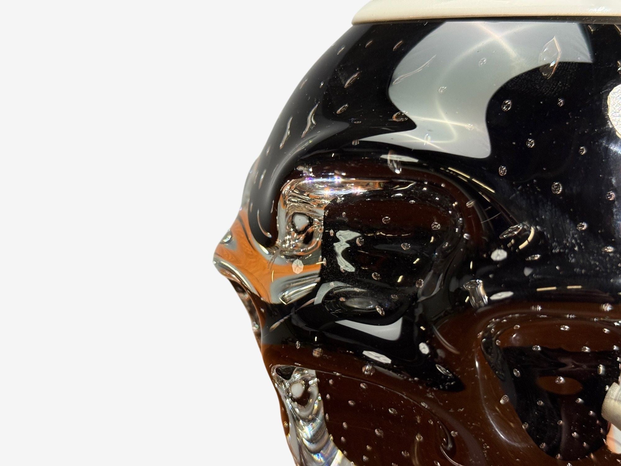 Kosta, Small Table Lamp, Black Glass, Sweden, 1950s