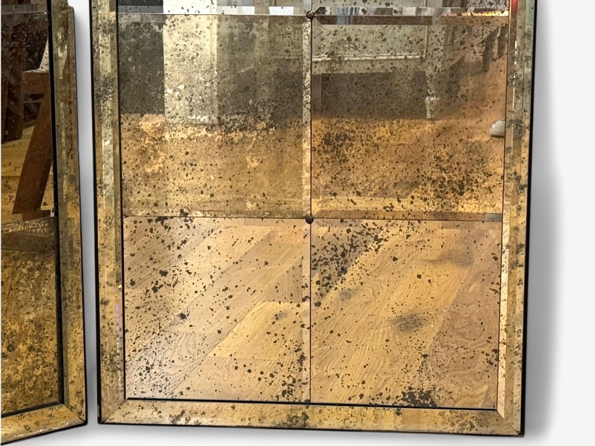 Art Deco Style, Antique Glass, Distressed Mirror, Room Divider, USA, 20th C.