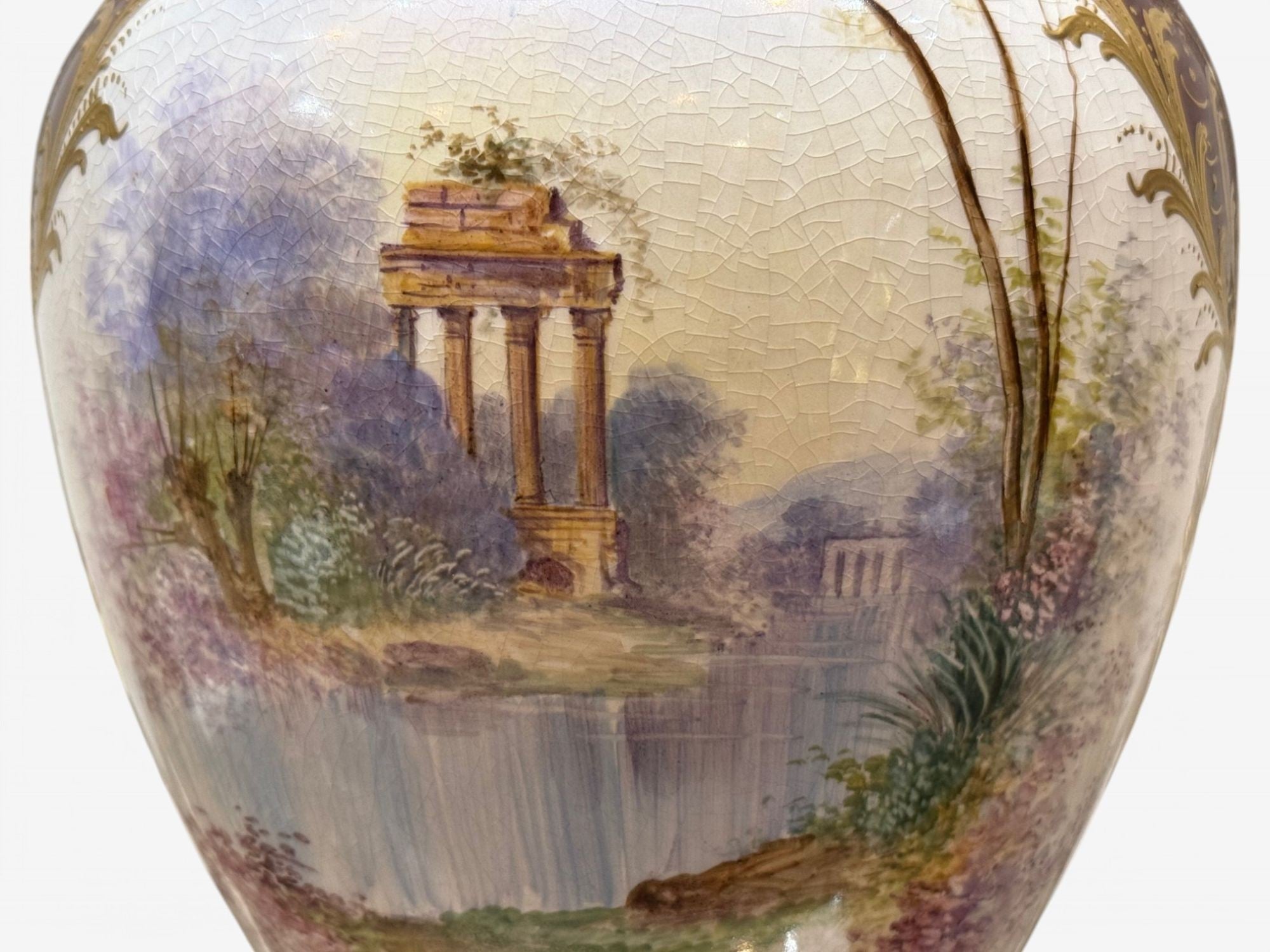 Sevres, Porcelain, Gilt Metal, Vase with Cherub and Maiden, France, 19th C.