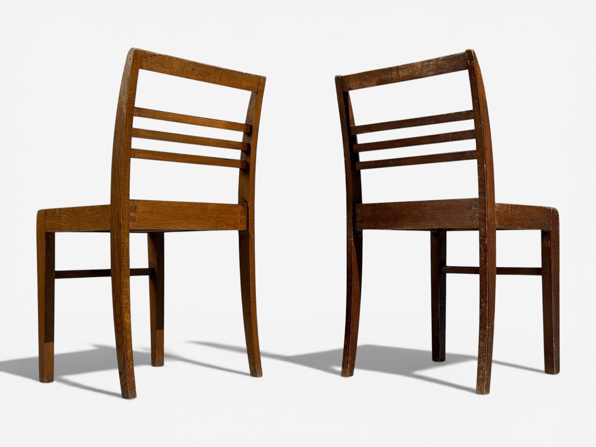 Rene Gabriel, Reconstruction Era Dining Chairs, Beech Wood, France, 1940s