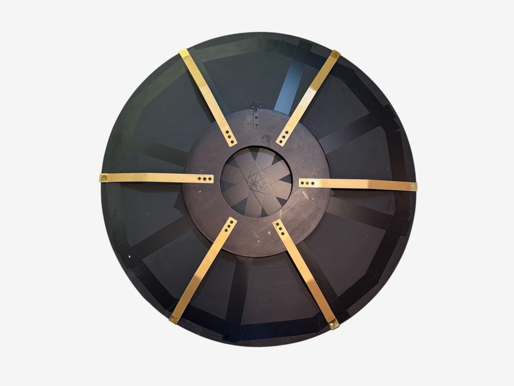 Contemporary, Concave Glass, Brass, Black Modern Space Age Wall Mirror