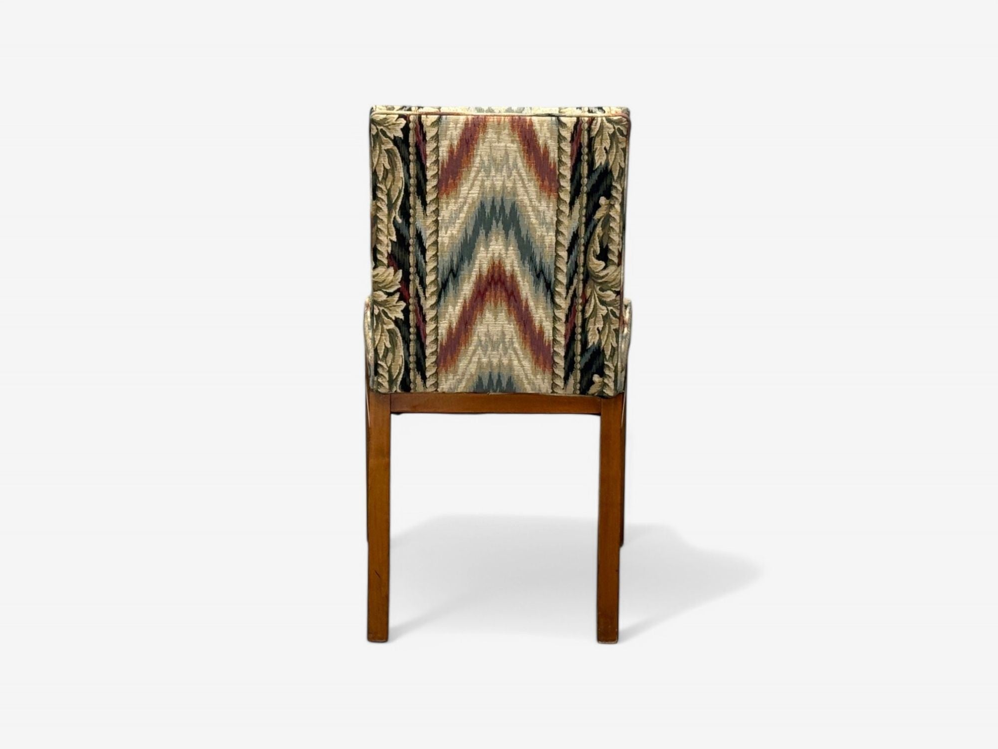 T.H. Robsjohn-Gibbings, Walnut, Scalamandre Fabric, Dining Chairs, USA, 1950s