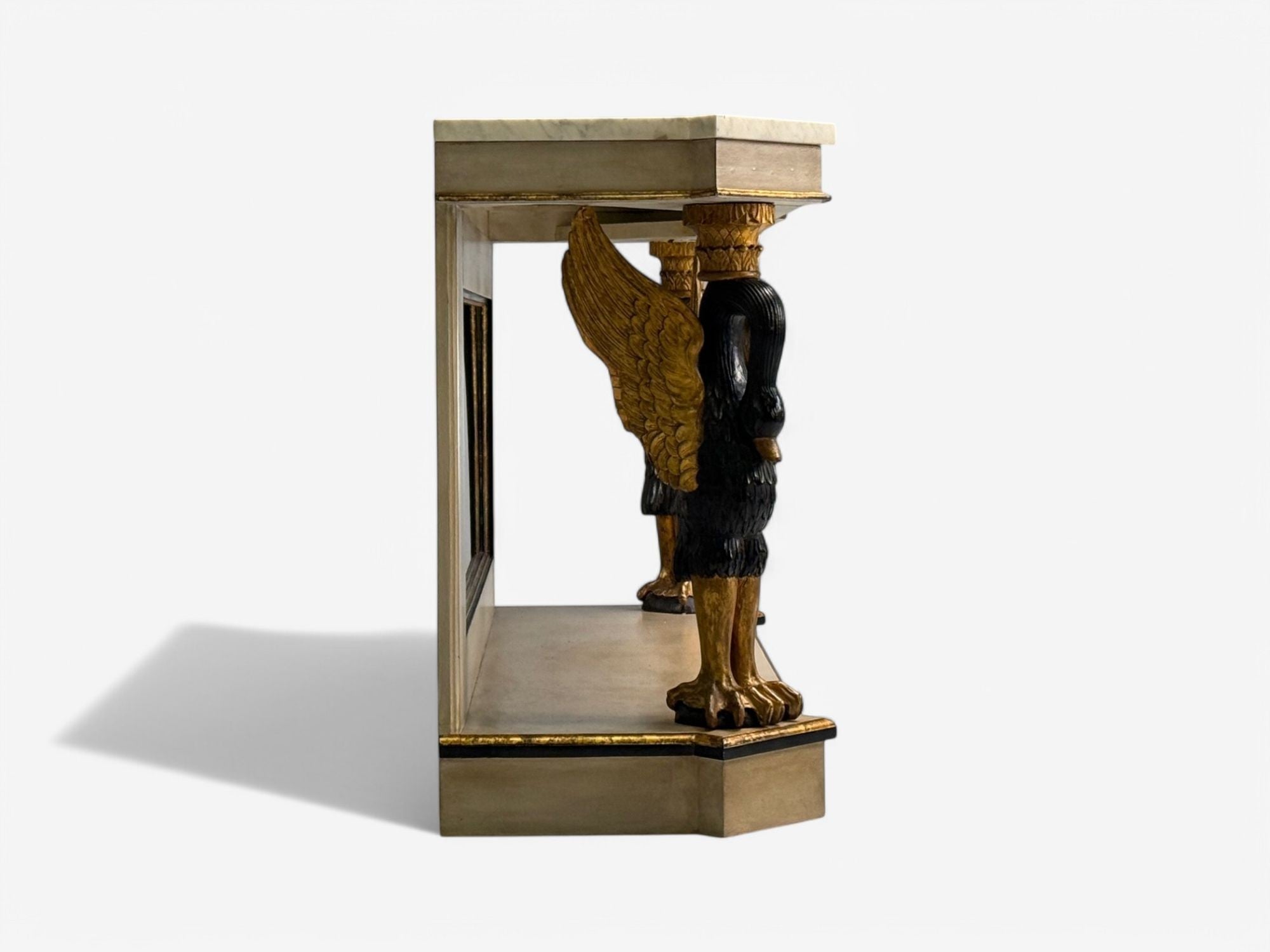 Maison Jansen attr., Hollywood Regency, Giltwood, Mirrored Console Table, 1940s