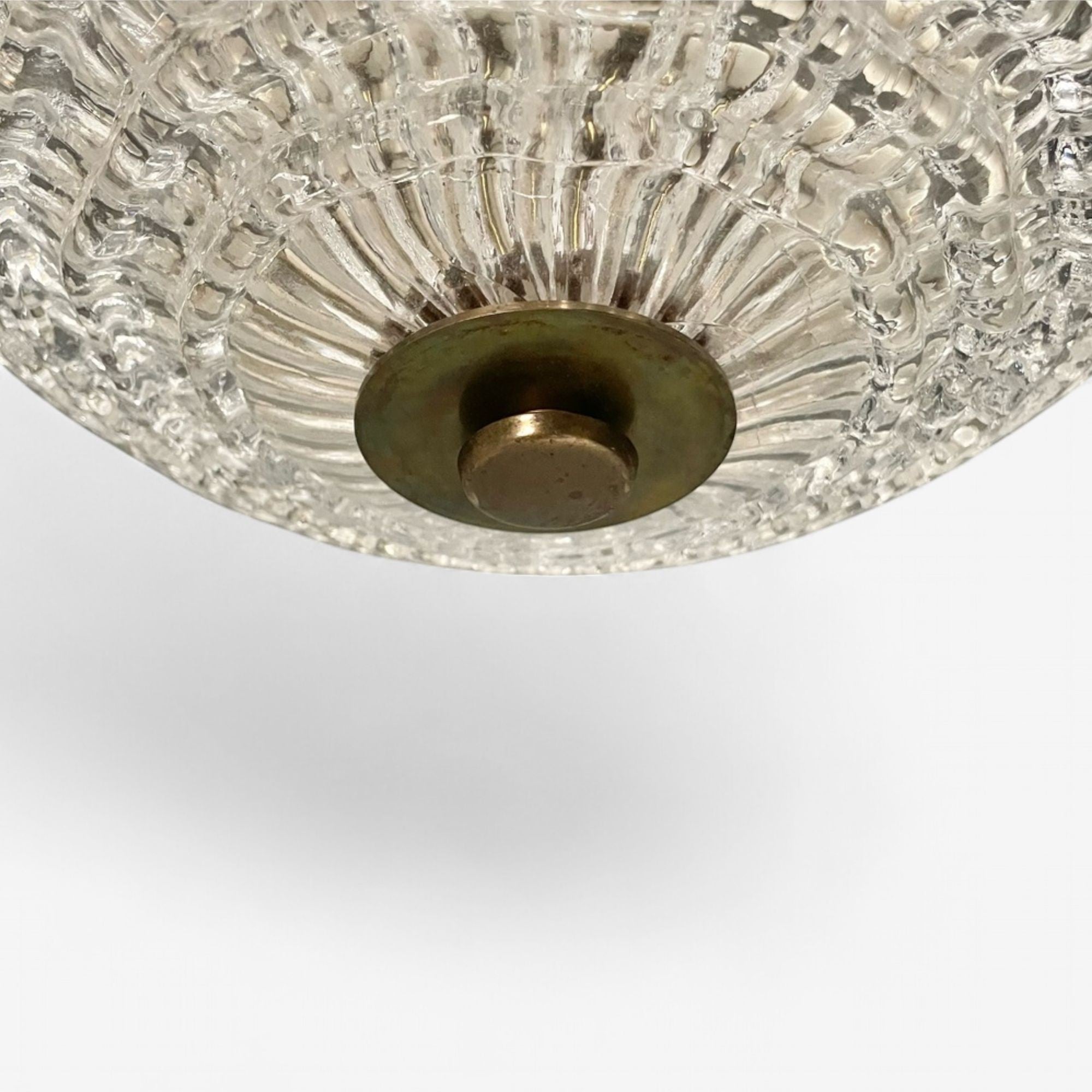 Carl Fagerlund, Swedish Modern, Textured Glass, Chandelier, Sweden, 1940s