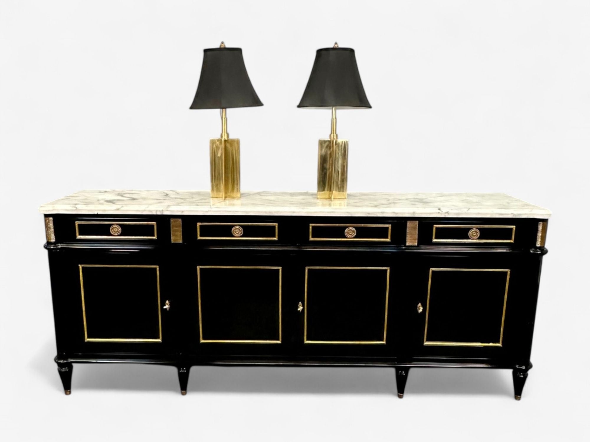 Jean Michel Frank Style, Mid-Century Modern, Bronze, Table Lamps, 1970s