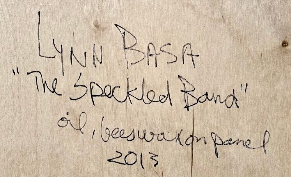 Lynn Basa Encaustic Black and White Stripe Panel "The Speckled", 2013