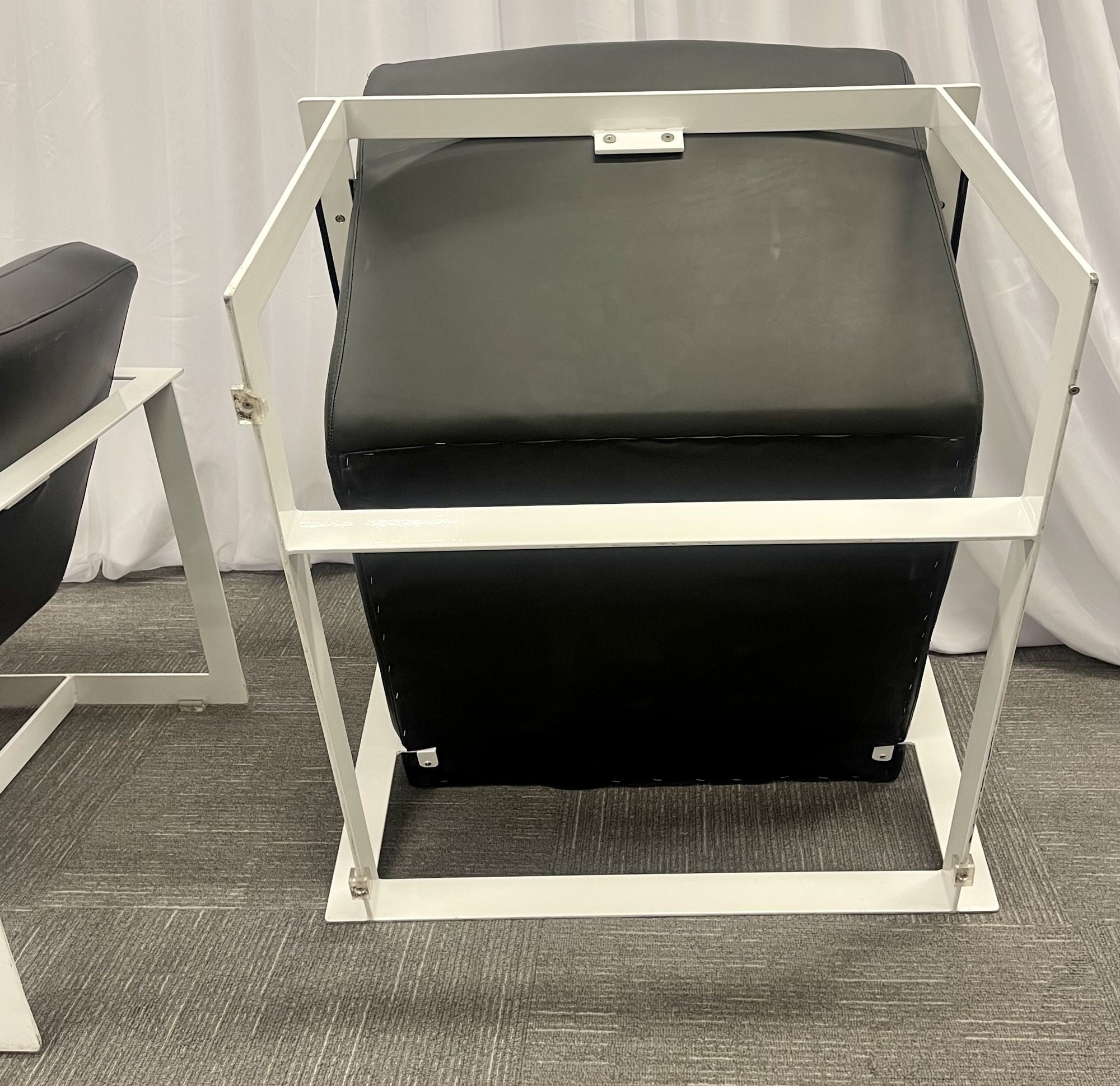 Pair of Mid-Century Modern Lounge Chairs, Leather, Steel Base, American, 1980s