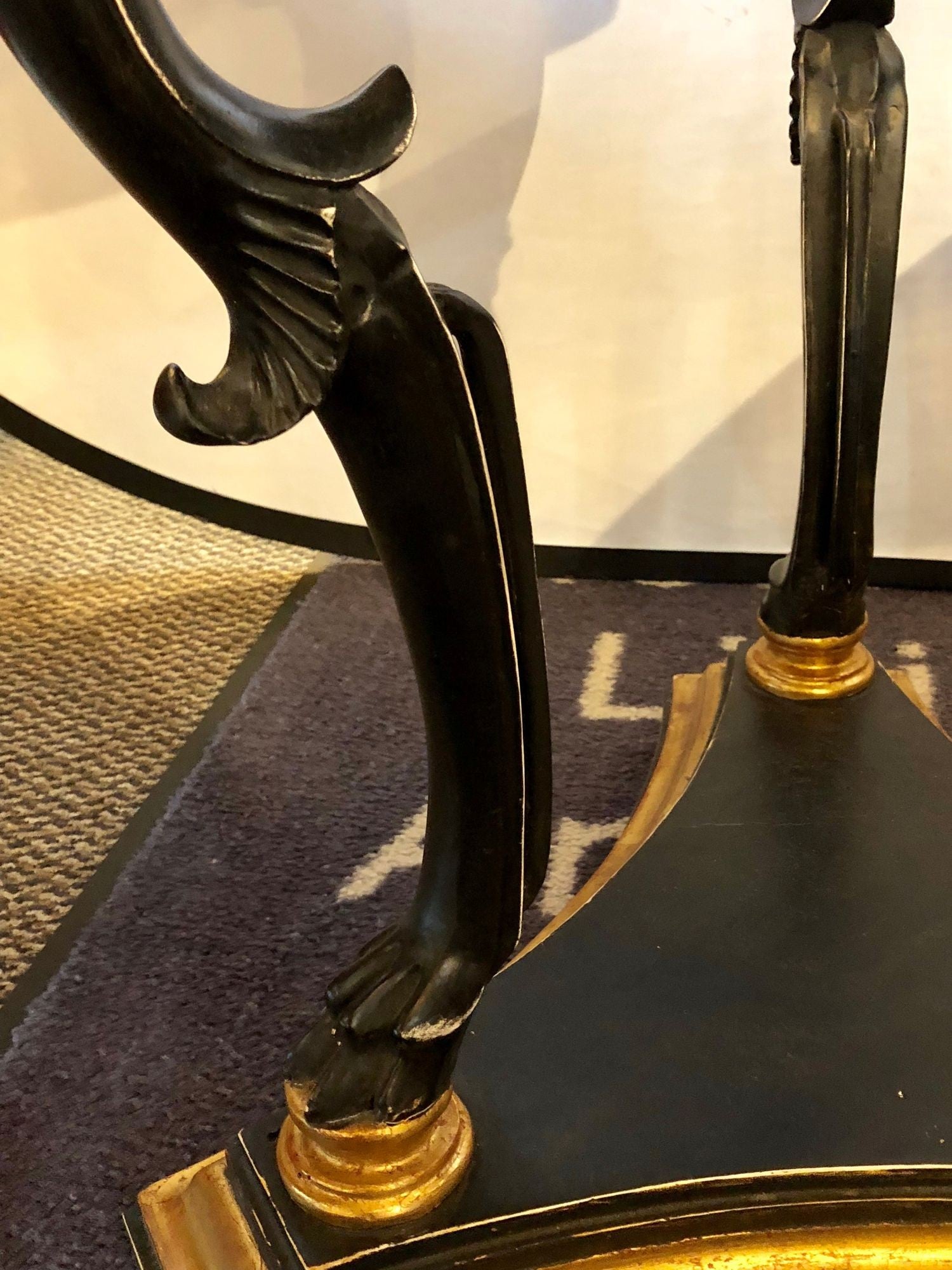 Ebony and Gilt Marble Top Octagonal Shaped Centre or End Table or Pedestal
