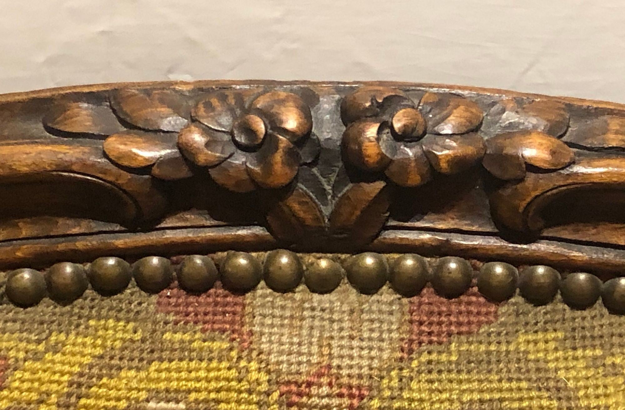 19th Century Louis XV Style Armchair Bergere Petite and Gros Point Upholstery