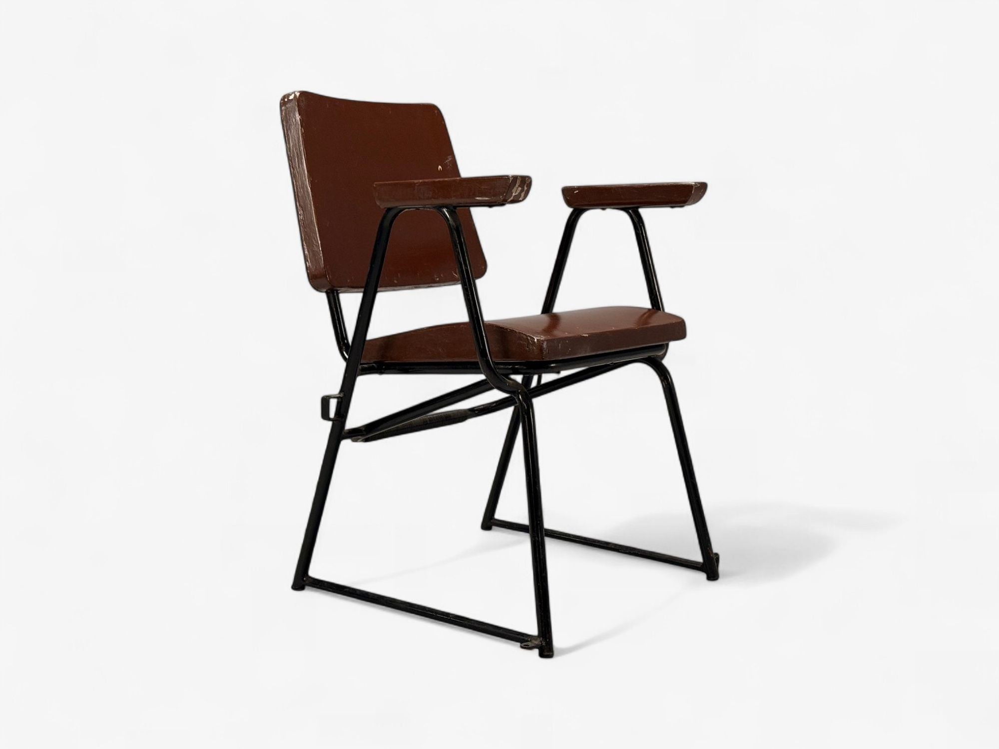 Studio BBPR, Lacquered Iron, Wood, Twelve Armchairs, Italy, 1960s