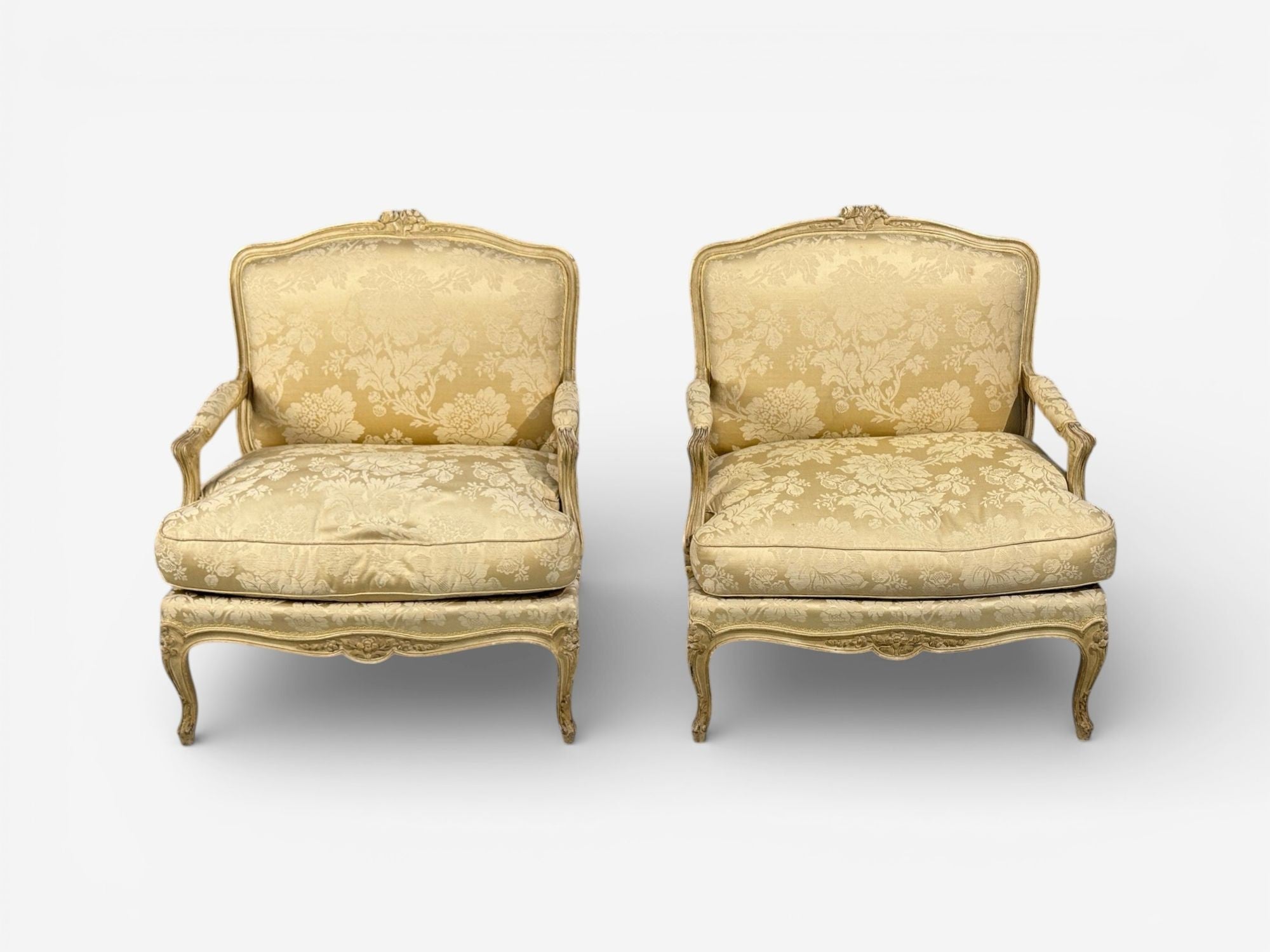 Maison Jansen, Louis XVI Armchairs, Giltwood, Fabric, France, 20th c.