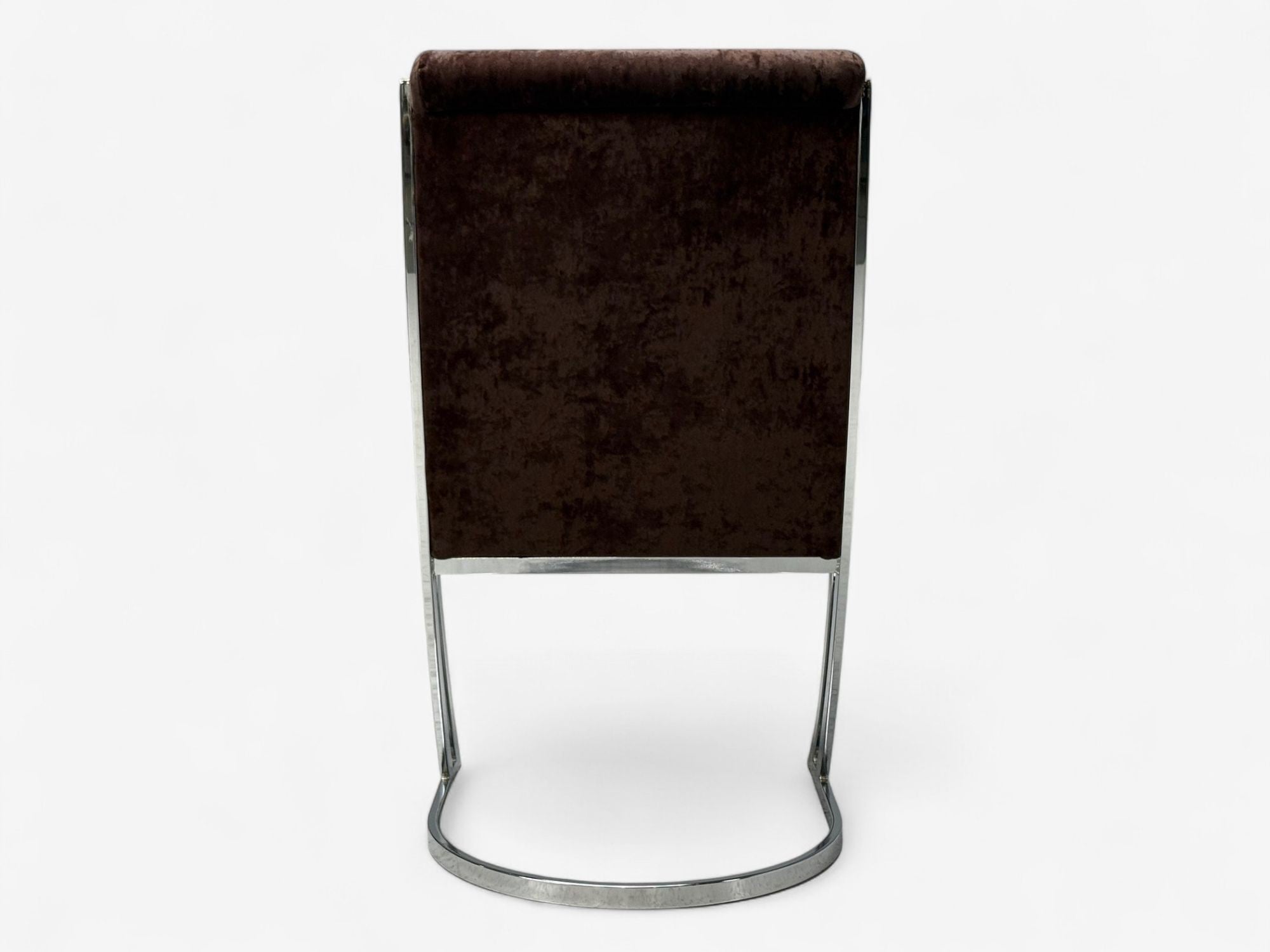 Pierre Cardin, Chromed Metal, Velvet, Six Dining Chairs, USA, 1970s