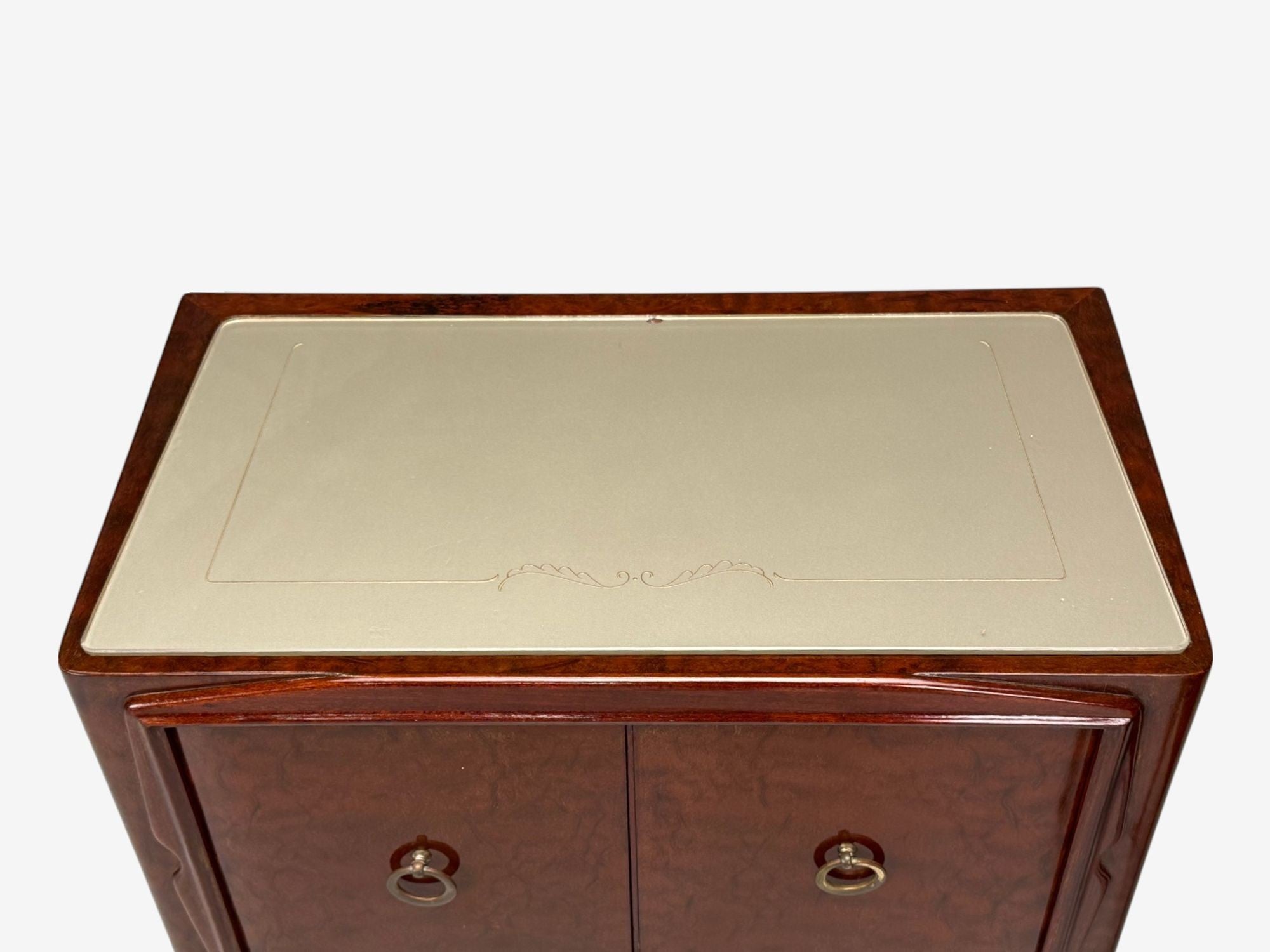 Osvaldo Borsani attr., Exotic Wood, Glass, Brass, Nightstands, Italy, 1960s