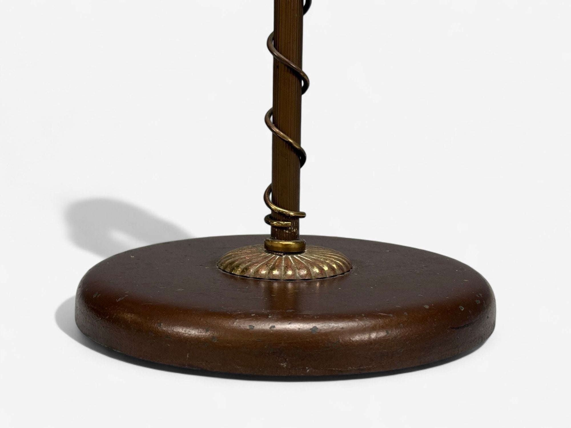 Swedish Modern, Brass, Fabric, Floor Lamp, Sweden, 1950s