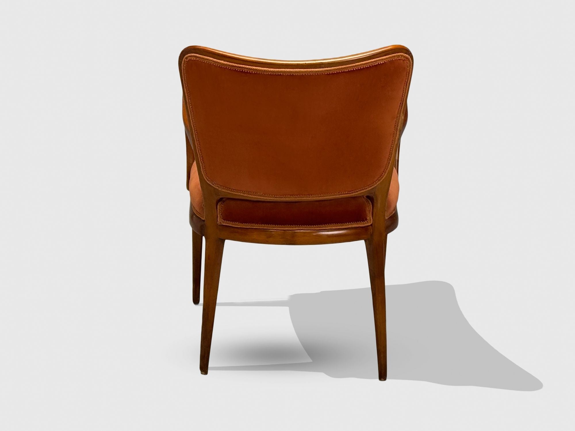 Osvaldo Borsani, Italian Modern, Cherrywood, Velvet, Armchair, Italy, 1950s