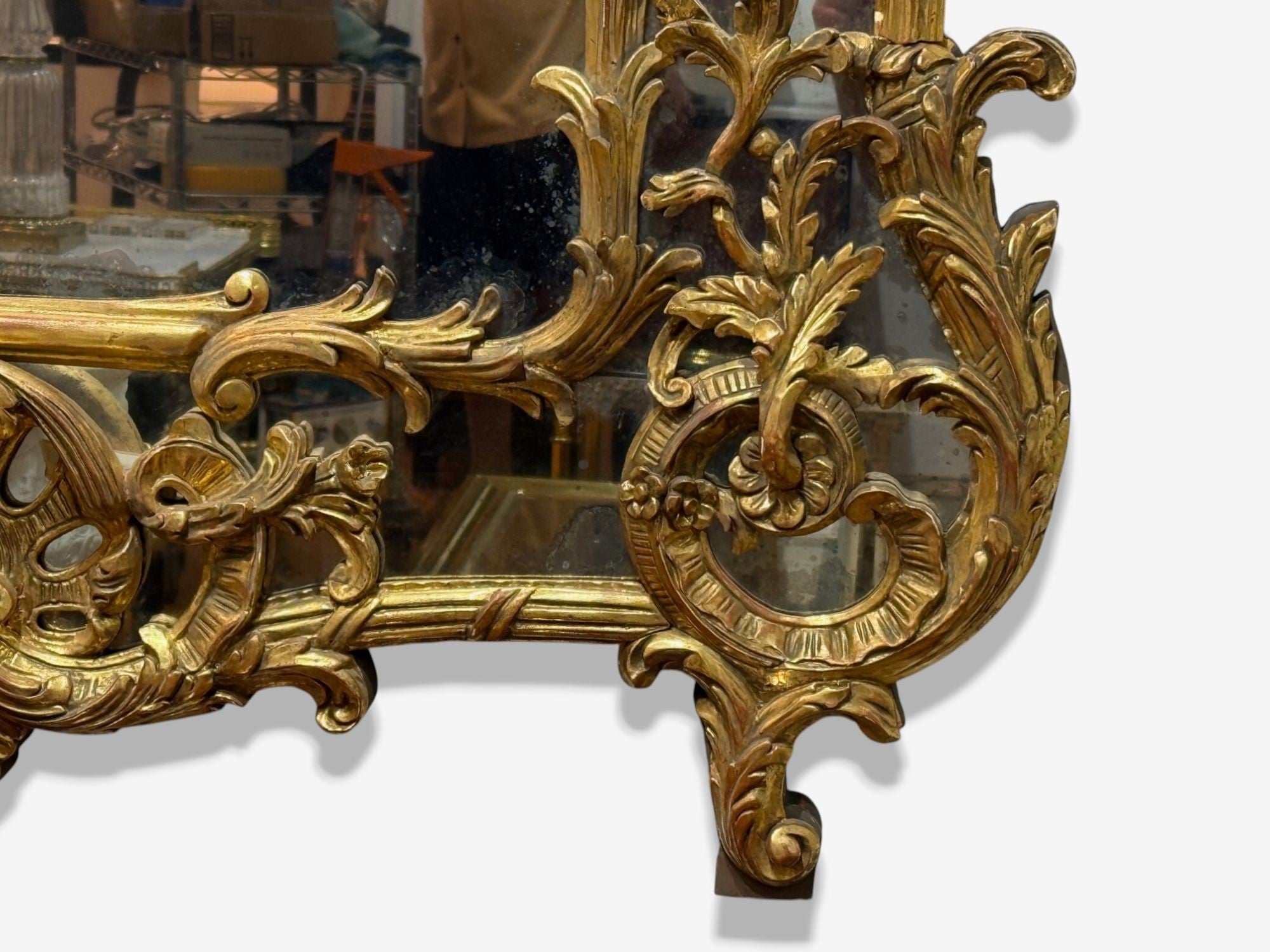 George III Style, Giltwood, Silvered Mirror, Monumental Wall Mirrors, England, 1950s